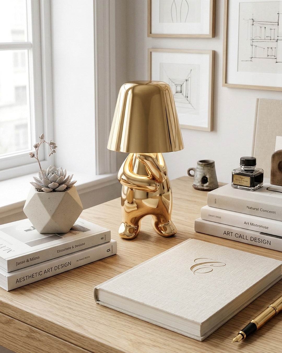 Metalen Tafellamp Sculptuur Figuur Sfeerlicht Touch Dimbaar LED Nachtlampje Goud Zilver Modern Design Decoratief | Sansoti