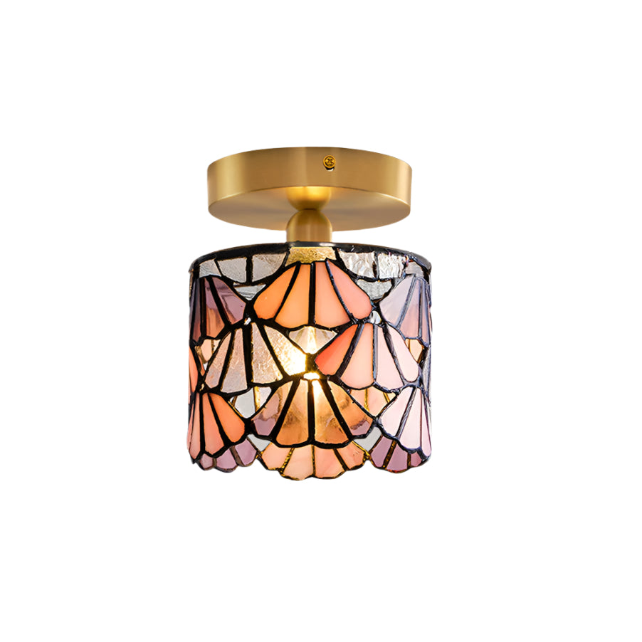 Vezari Tiffany plafondlamp glas mozaïek messing E14 blauw roze badkamer gang plafondverlichting vintage plafondlamp Tiffany stijl | Sansoti