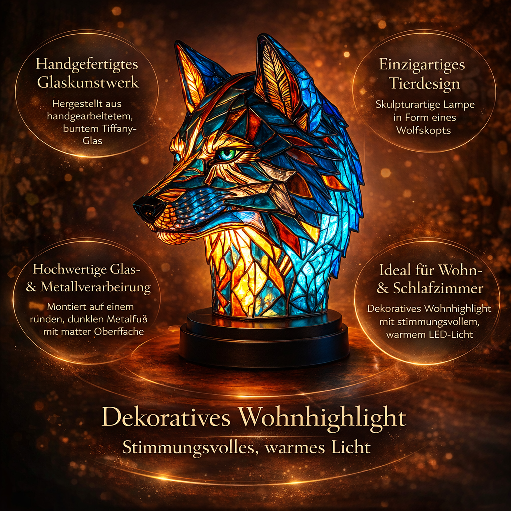 Decoratieve Tafelverlichting met Gekleurd Glasmozaïek – Wolf, Schildpad, Leeuw, Olifant – Sfeervolle Tafellamp 15cm | Sansoti