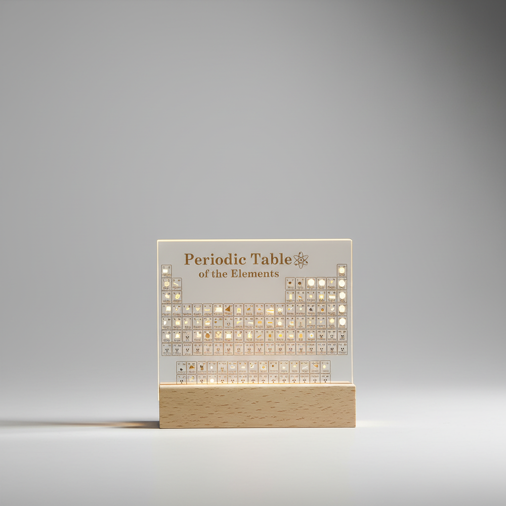 Periodiek Systeem Display met LED Verlichting Educatieve Tafeldecoratie Wetenschappelijke Presentatie Chemie | Sansoti