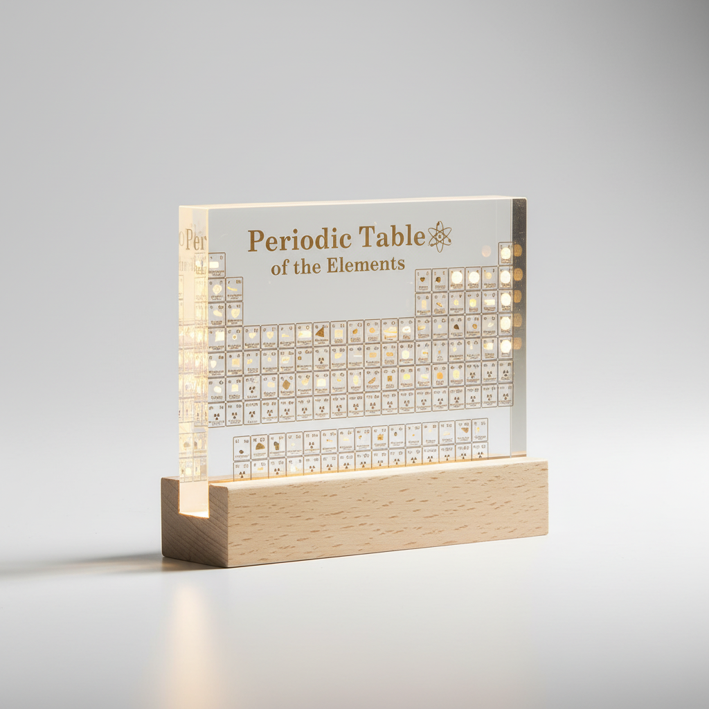 Periodiek Systeem Display met LED Verlichting Educatieve Tafeldecoratie Wetenschappelijke Presentatie Chemie | Sansoti