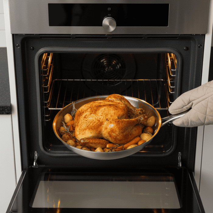Premium 304 Stainless Steel Roasting Pan Three-Layer Induction Gas Ceramic Non-Stick Cookware for Professional Cooking | Sansoti