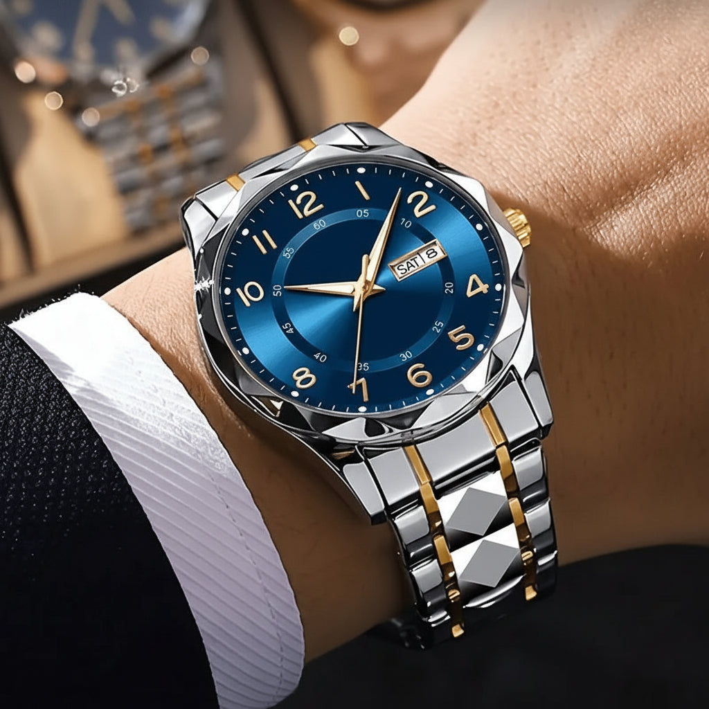 Multifunctioneel Sporthorloge Titanium Heren Chronograaf Dual Display Waterdicht Lichtgevend Outdoorhorloge | Sansoti
