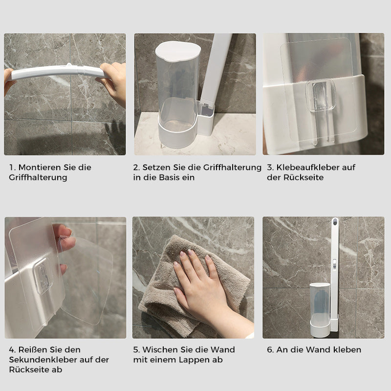 Toilettenbürste mit Einweg-Reinigungsköpfen und Halterung für hygienische Toilettenreinigung | Restfield