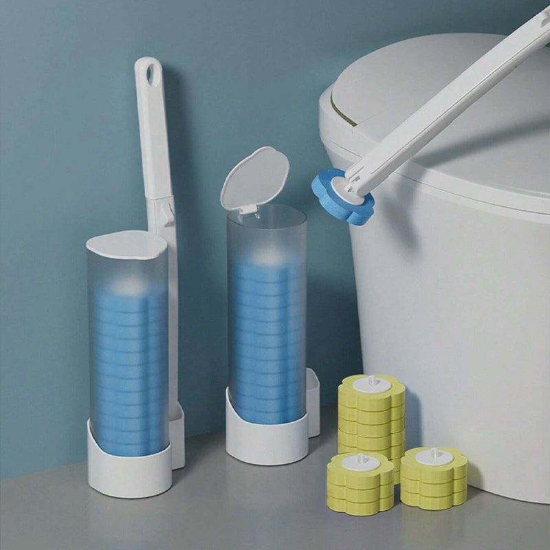 Toilettenbürste mit Einweg-Reinigungsköpfen und Halterung für hygienische Toilettenreinigung | Restfield