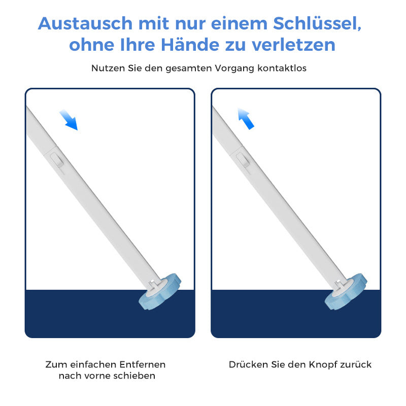 Toilettenbürste mit Einweg-Reinigungsköpfen und Halterung für hygienische Toilettenreinigung | Restfield