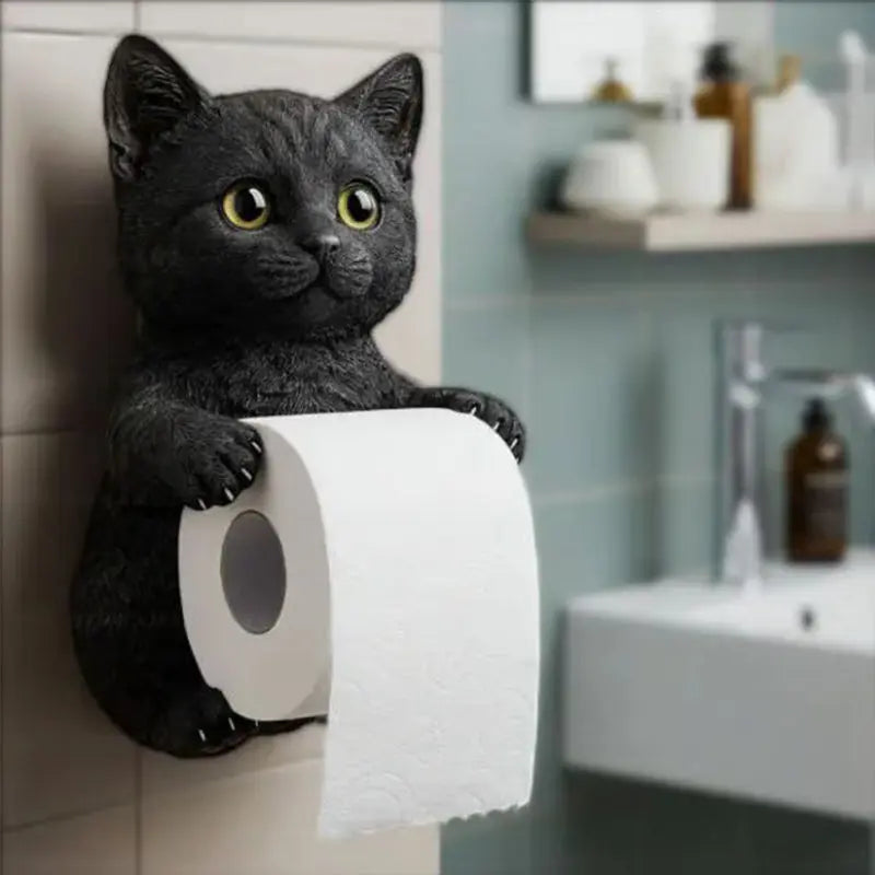 Toiletrolhouder Hars 3D Kat 22x16x12cm Wandmontage Badkamer Decoratief Katten Woonaccessoire Grappig Cadeau Oranje Grijs Wit Zwart | Sansoti