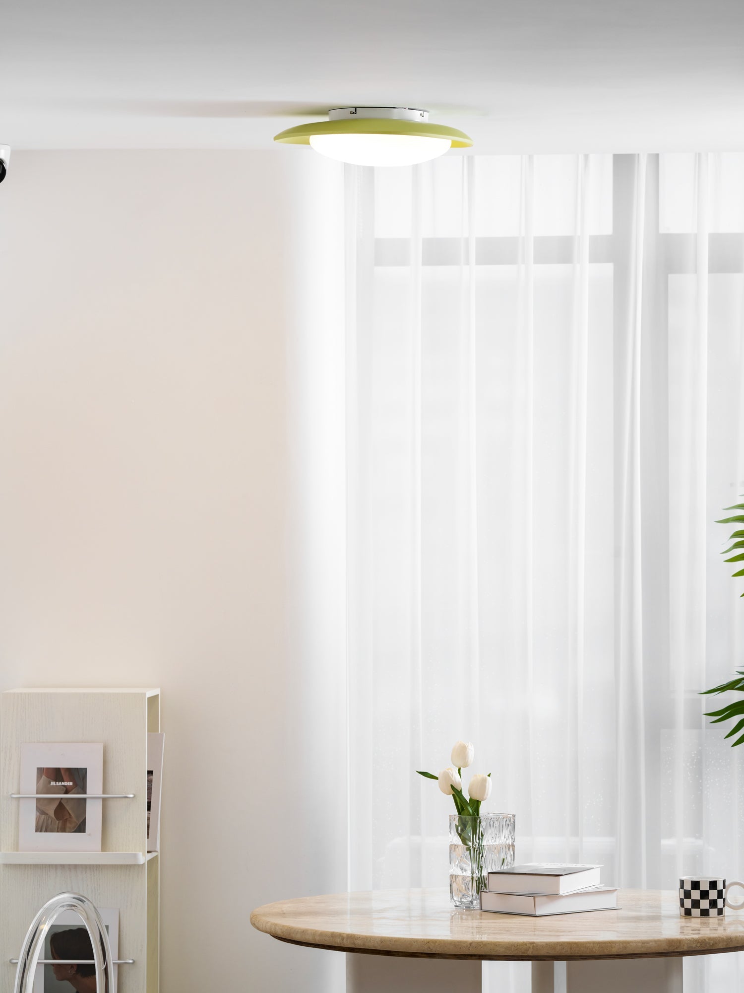 Plafonnier Résine Ovale Vert Beige Salon Chambre LED 3000K 4000K 6000K Ø36 Ø46cm Organique Plafonnier Dimmable | Restfield