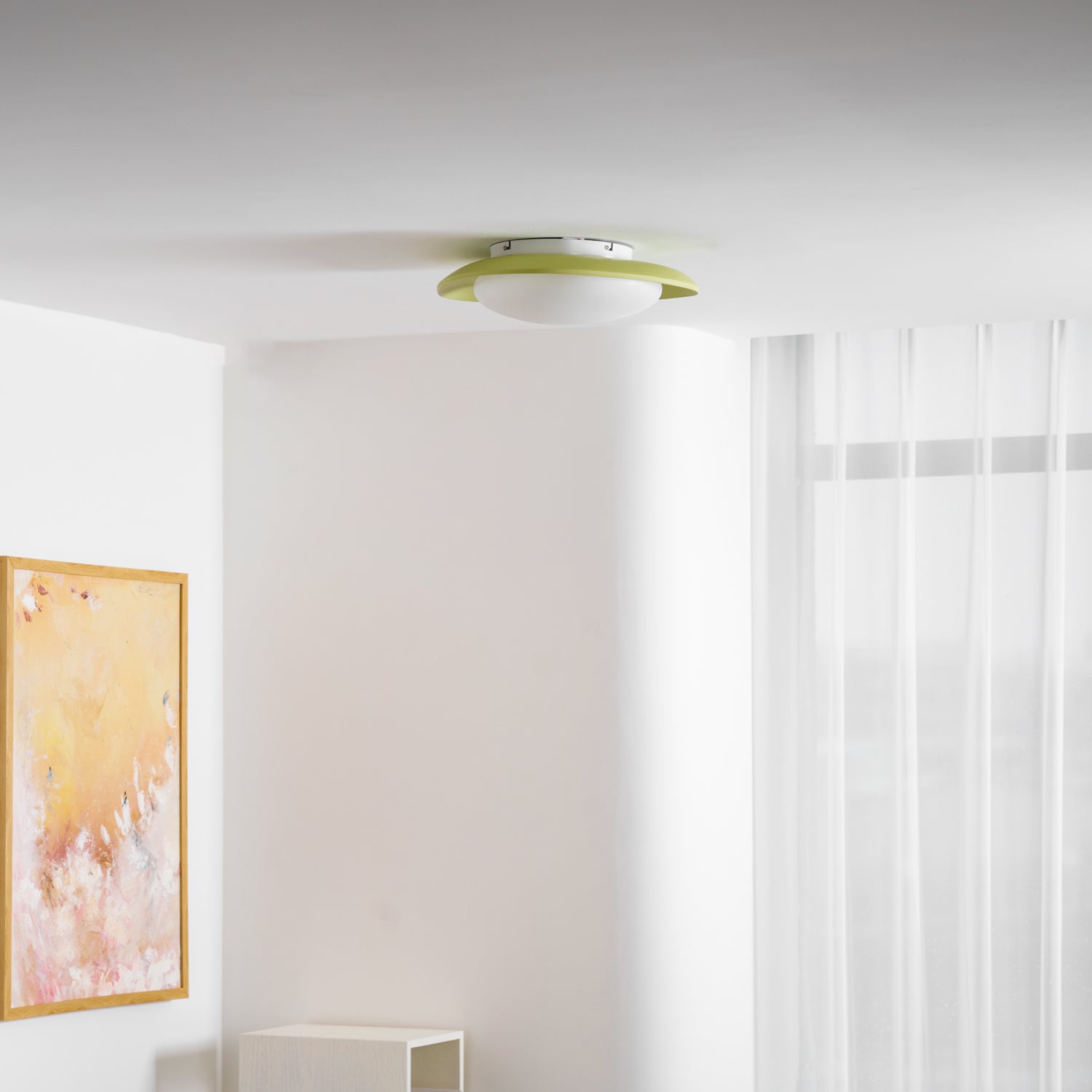 Plafonnier Résine Ovale Vert Beige Salon Chambre LED 3000K 4000K 6000K Ø36 Ø46cm Organique Plafonnier Dimmable | Restfield