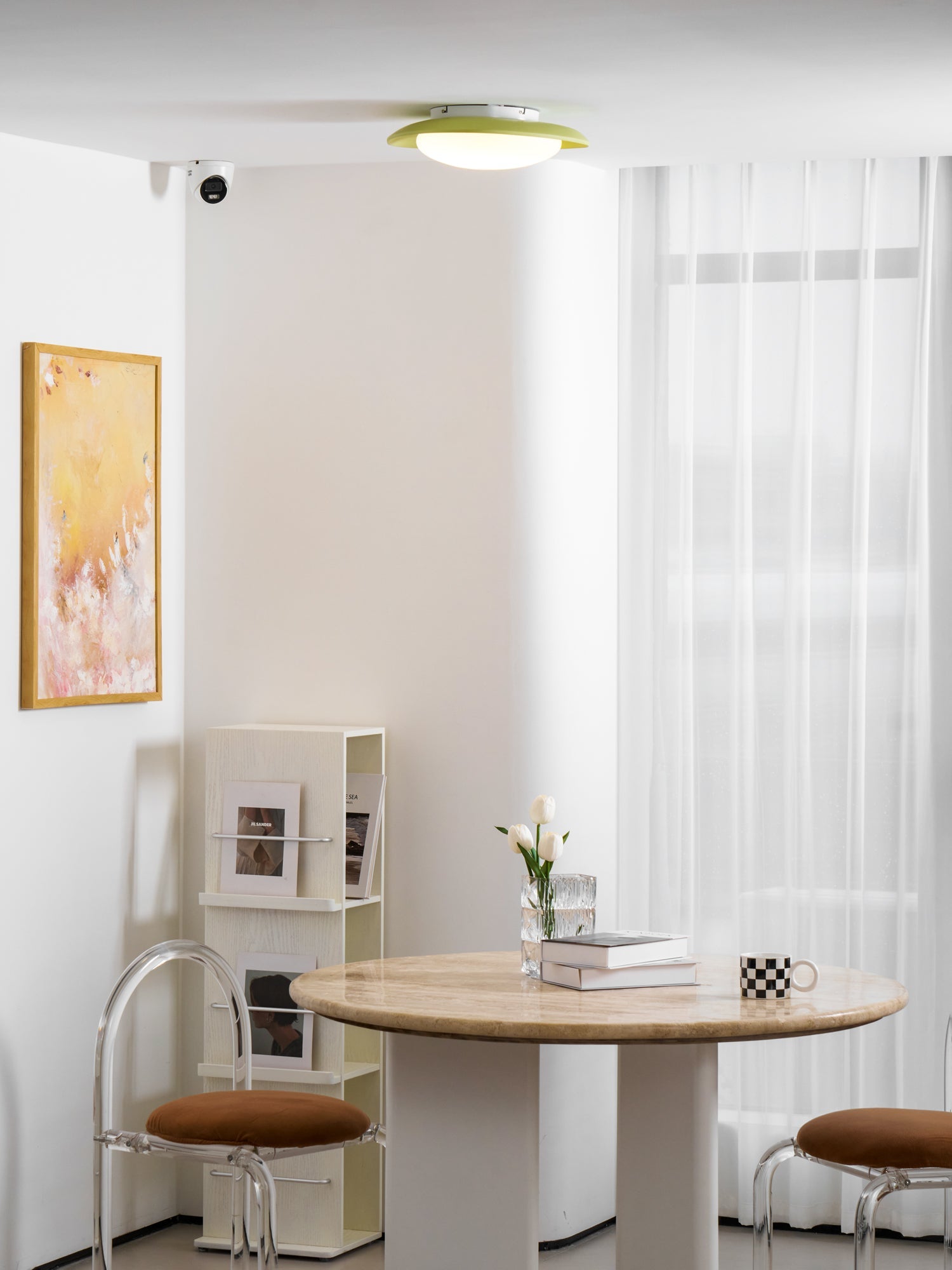 Plafonnier Résine Ovale Vert Beige Salon Chambre LED 3000K 4000K 6000K Ø36 Ø46cm Organique Plafonnier Dimmable | Restfield