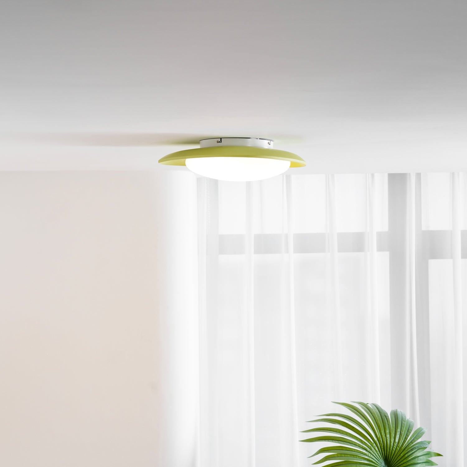 Plafonnier Résine Ovale Vert Beige Salon Chambre LED 3000K 4000K 6000K Ø36 Ø46cm Organique Plafonnier Dimmable | Restfield