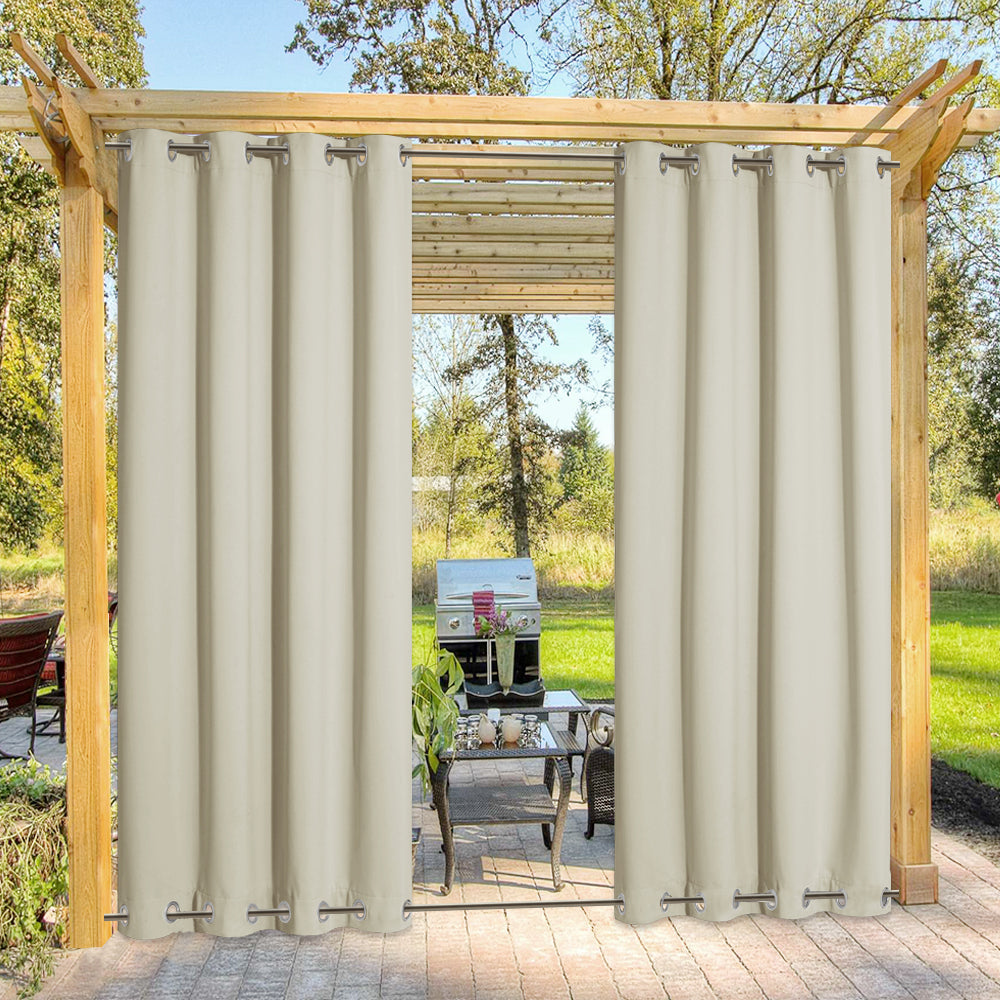 Wind-Resistant Outdoor Curtains with Ring Mounting 1 Panel for Patio Terrace Veranda | Sansoti