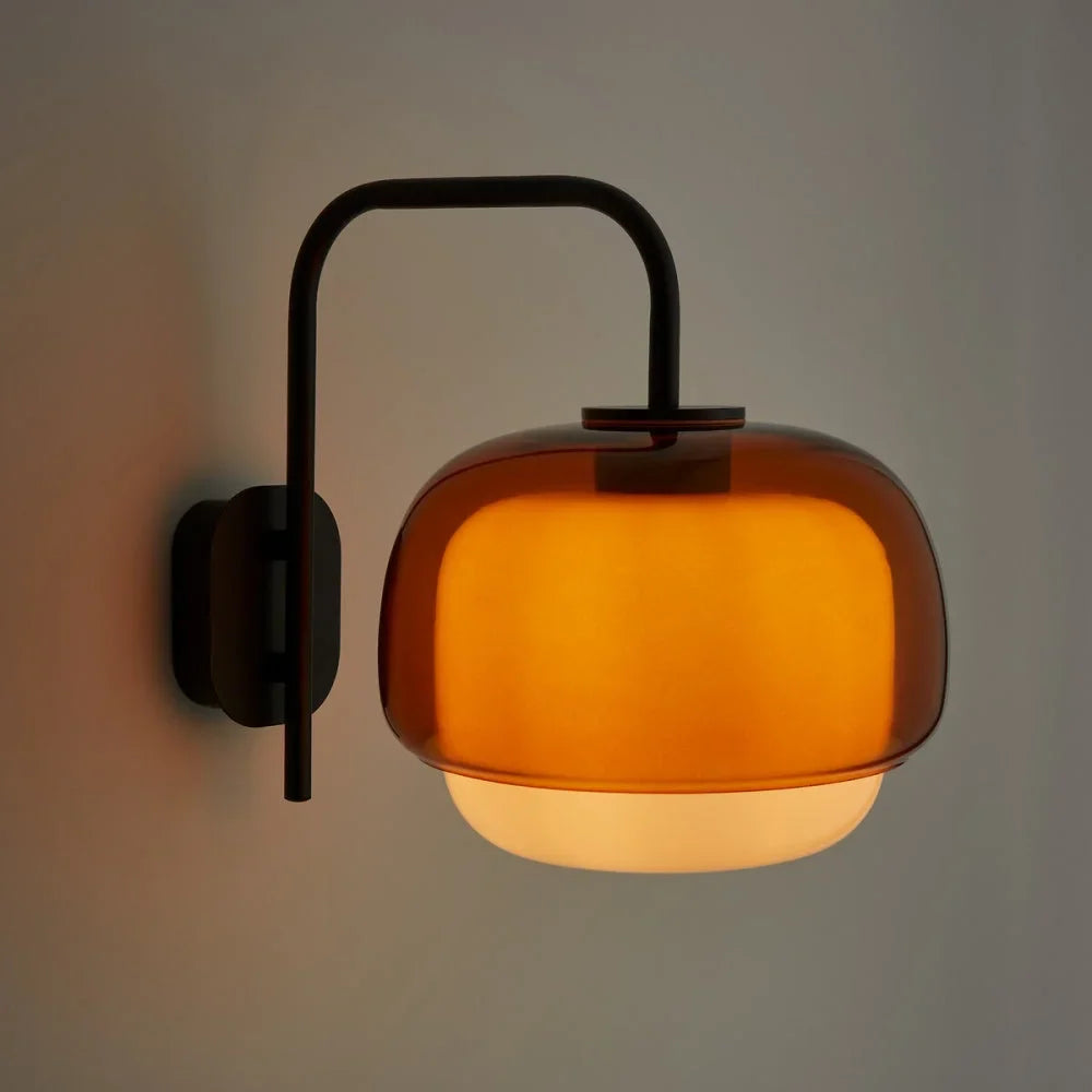 Gekleurde Glazen Wandlamp met Ronde Kap – Groen, Roze, Oranje – Moderne LED Verlichting | Sansoti
