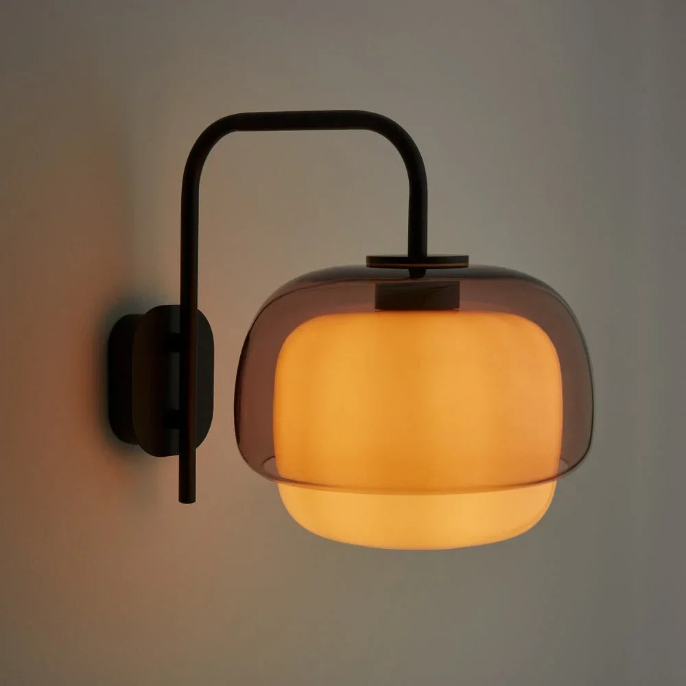 Gekleurde Glazen Wandlamp met Ronde Kap – Groen, Roze, Oranje – Moderne LED Verlichting | Sansoti