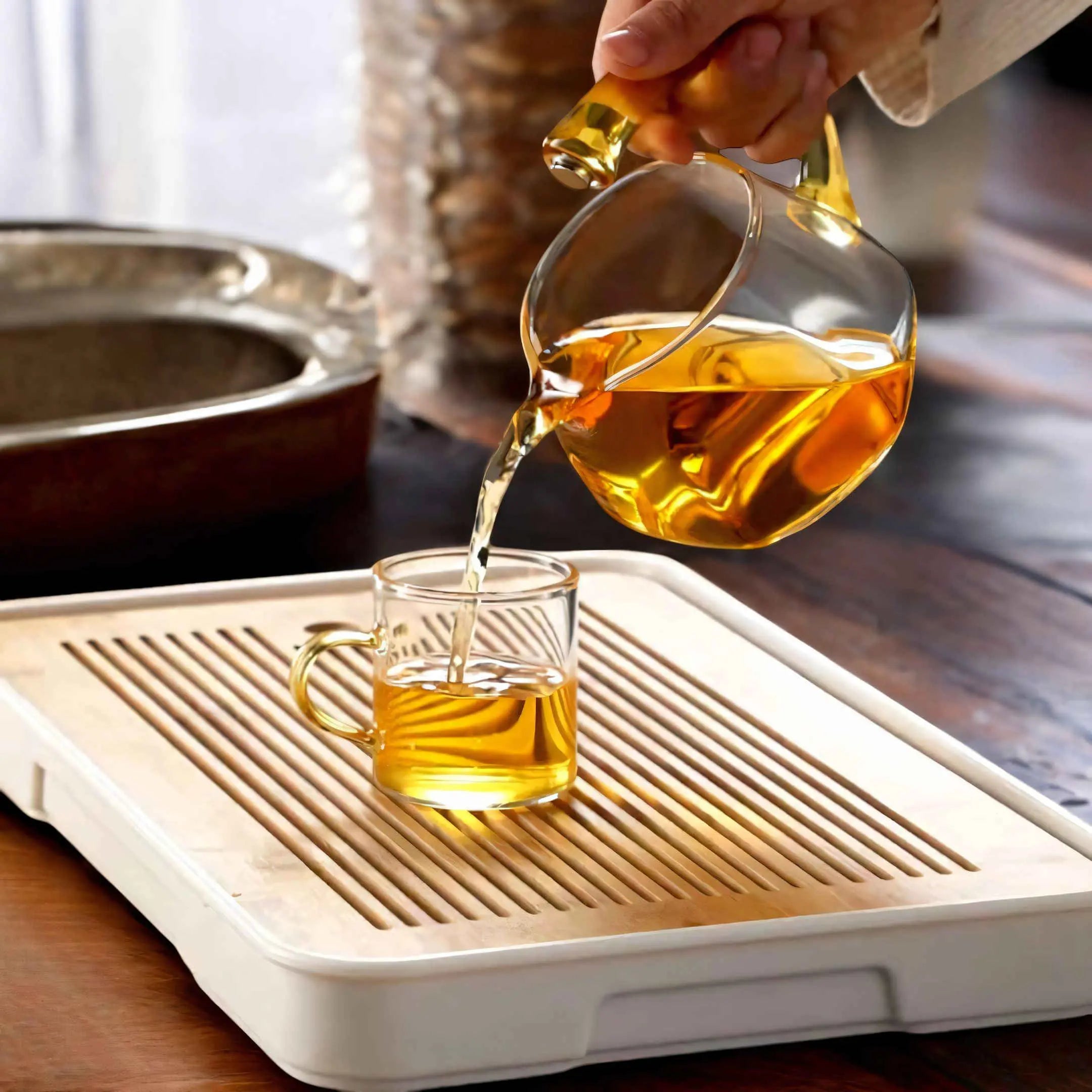 Glazen Theepot met Magnetisch Filter Infuser Goud Zwart Warmtebestendig Premium | Sansoti