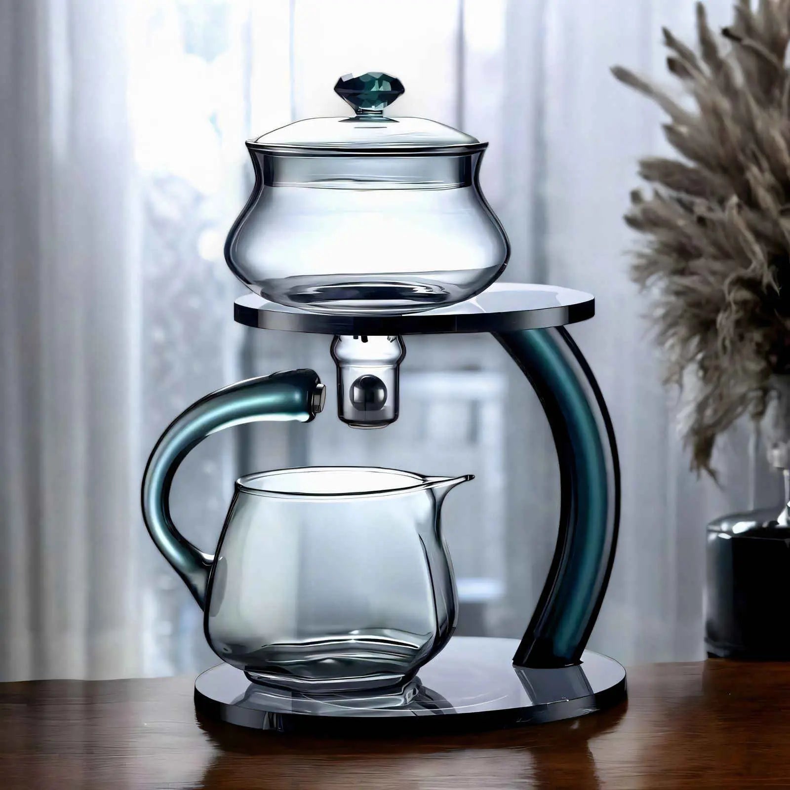 Glazen Theepot met Magnetisch Filter Infuser Goud Zwart Warmtebestendig Premium | Sansoti