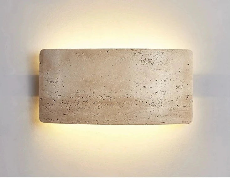 Applique murale en travertin à intensité variable avec éclairage bidirectionnel pour couloir, salle de bains ou terrasse, éclairage d’ambiance moderne | Sansoti