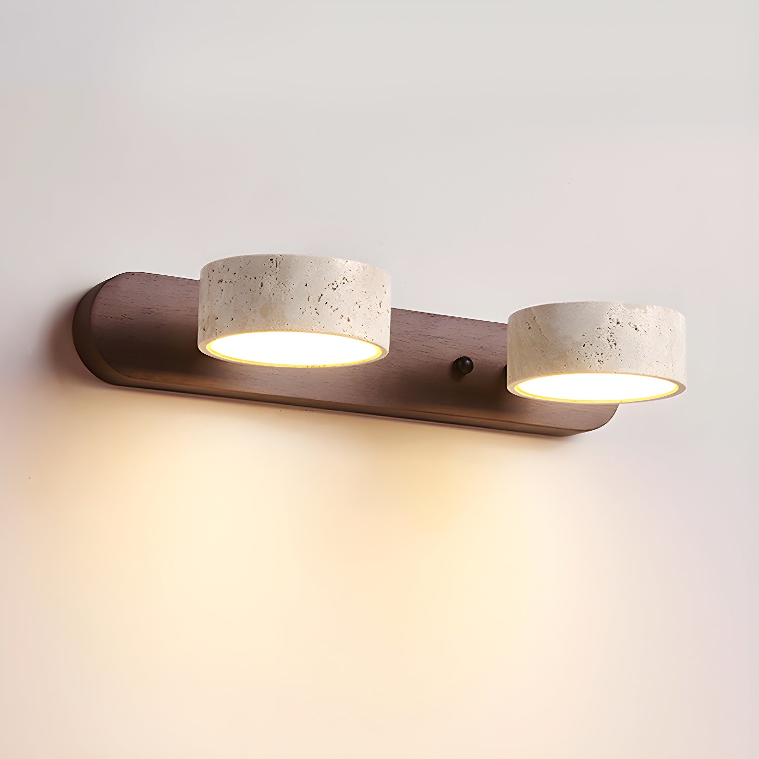 Wandlamp Travertijn Hout LED Dimbaar Woonkamer Hal Slaapkamer Dubbele Wandverlichting Modern | Sansoti