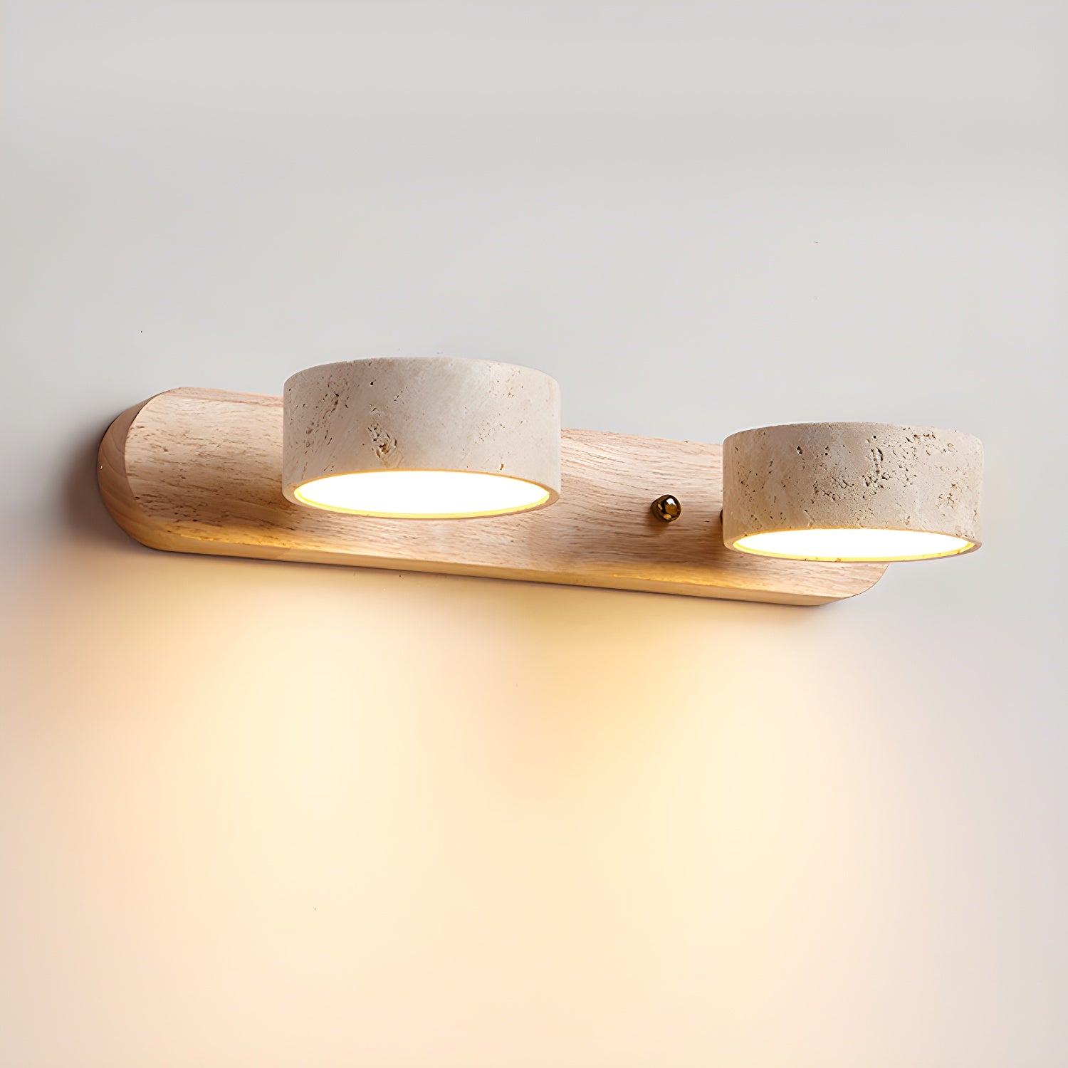 Wandlamp Travertijn Hout LED Dimbaar Woonkamer Hal Slaapkamer Dubbele Wandverlichting Modern | Sansoti
