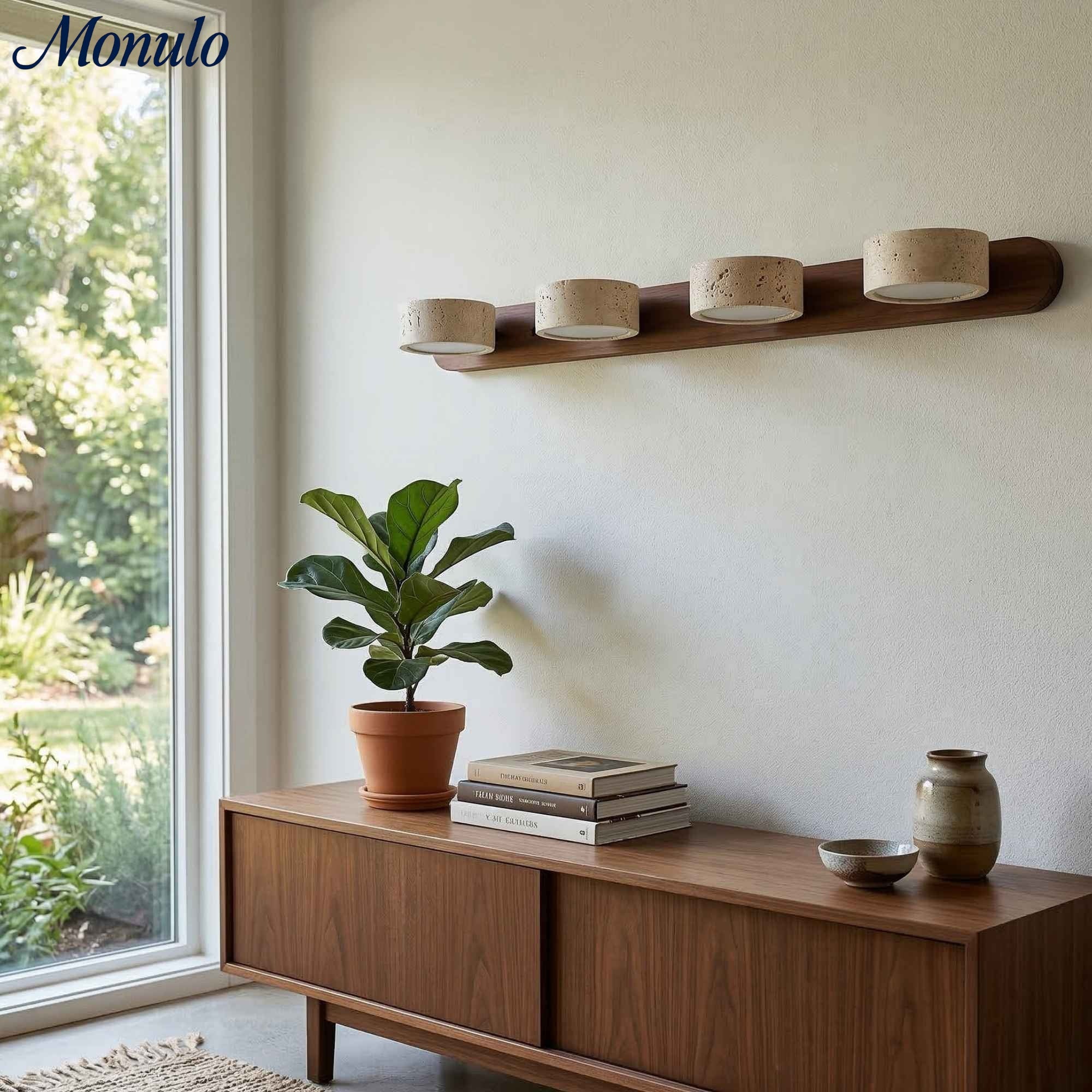 Wandlamp met meerdere lichtpunten natuursteen modern badkamerverlichting warmwit koelwit 2-3-4 lichts stenen armatuur | Sansoti