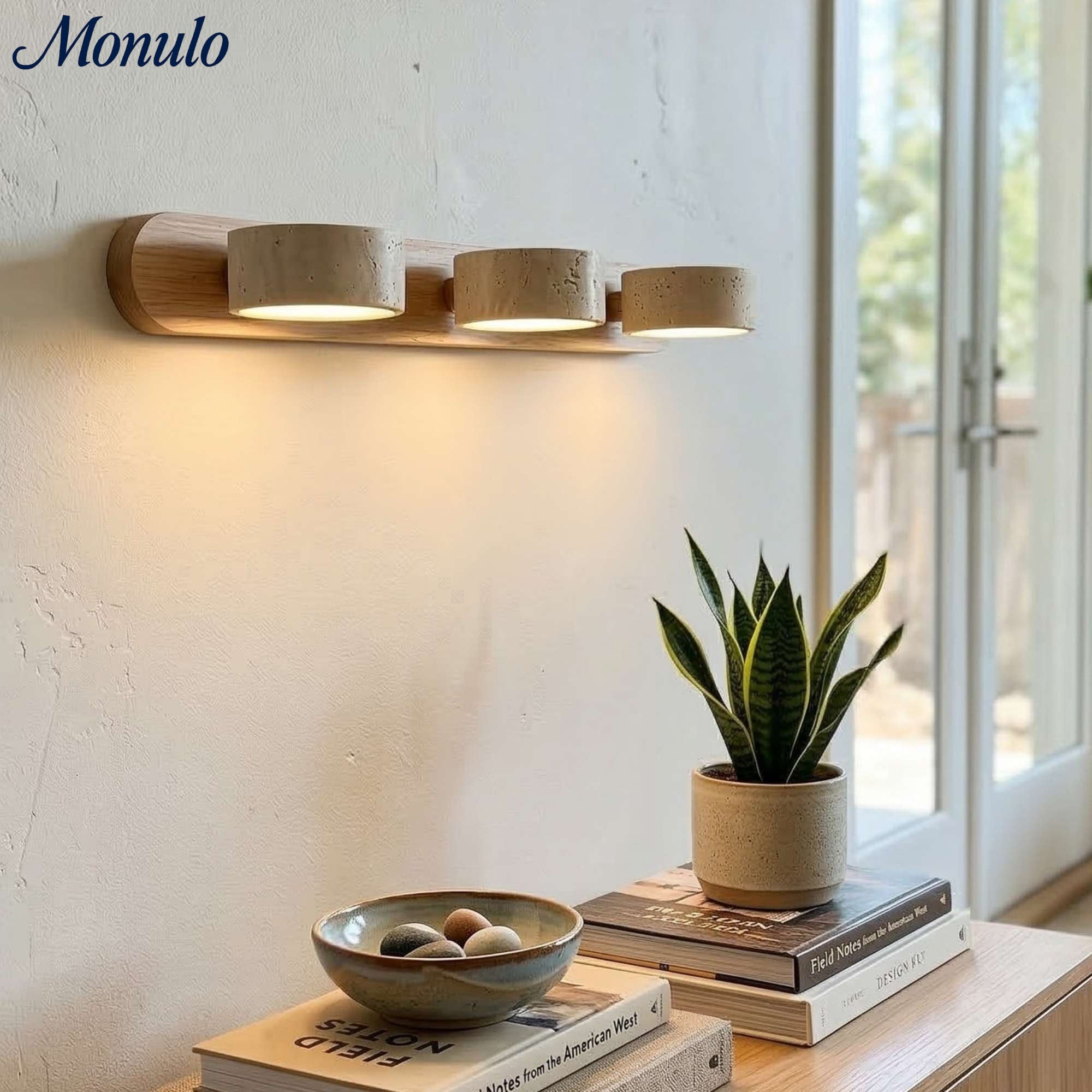 Wandlamp met meerdere lichtpunten natuursteen modern badkamerverlichting warmwit koelwit 2-3-4 lichts stenen armatuur | Sansoti