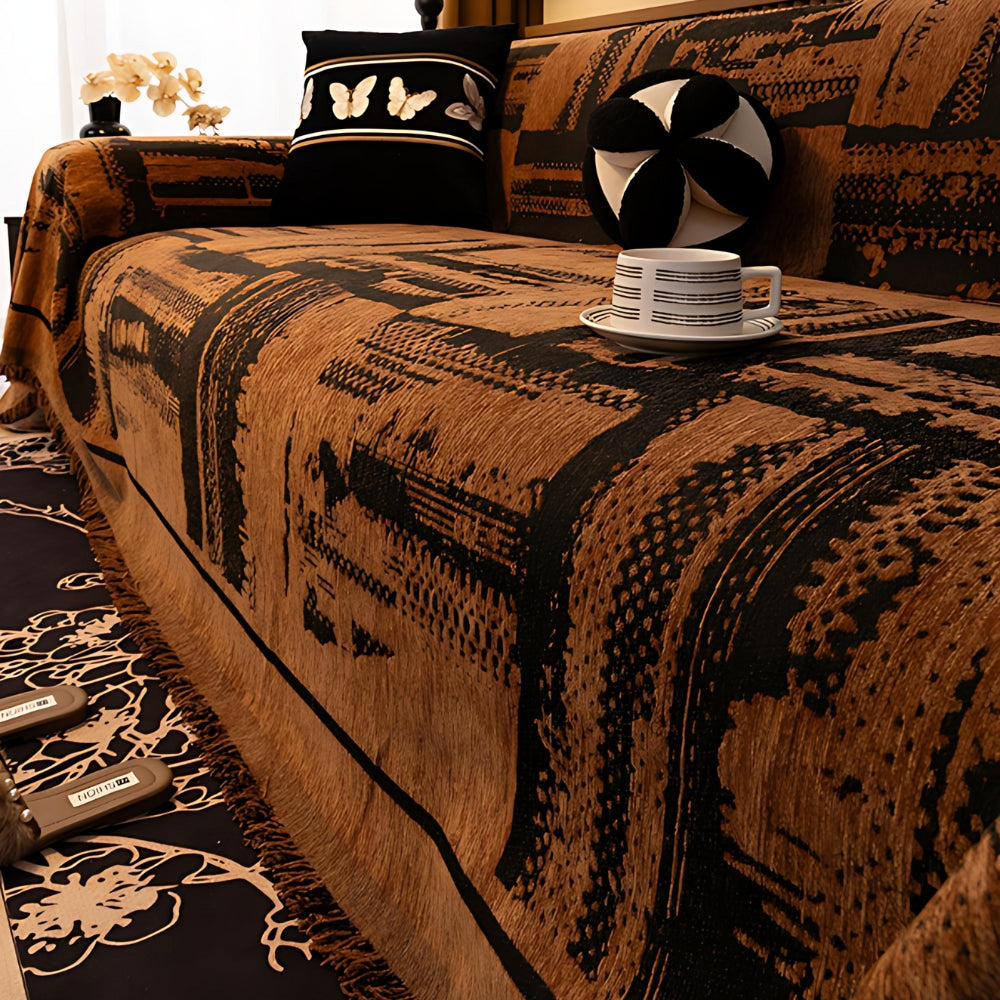 Chenille Bankhoes met Tribal Geometrisch Patroon – Beschermende Sofacover voor 2-3 Persoons Banken en Fauteuils | Sansoti