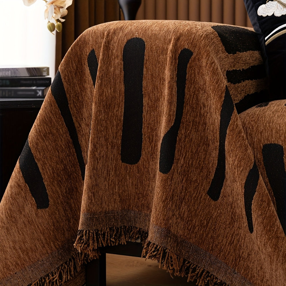 Chenille Bankhoes met Tribal Geometrisch Patroon – Beschermende Sofacover voor 2-3 Persoons Banken en Fauteuils | Sansoti