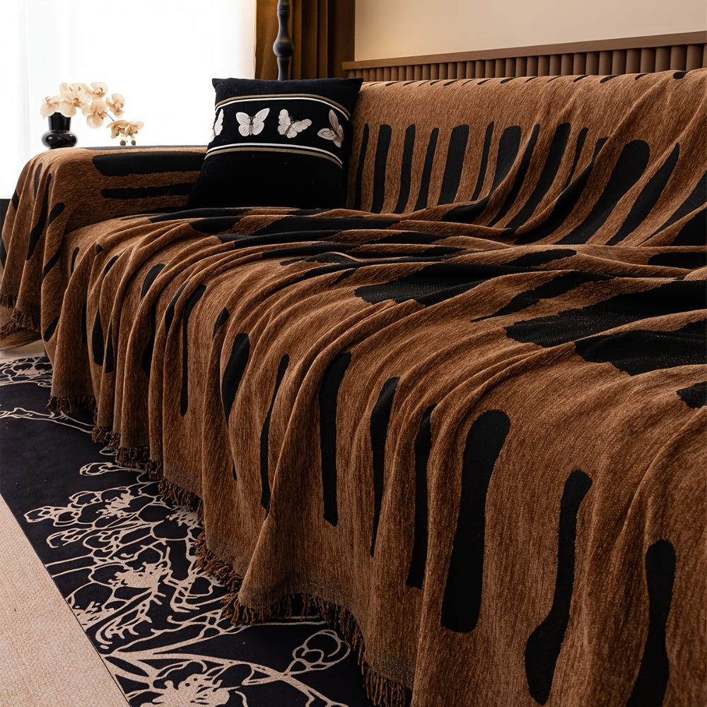 Chenille Bankhoes met Tribal Geometrisch Patroon – Beschermende Sofacover voor 2-3 Persoons Banken en Fauteuils | Sansoti