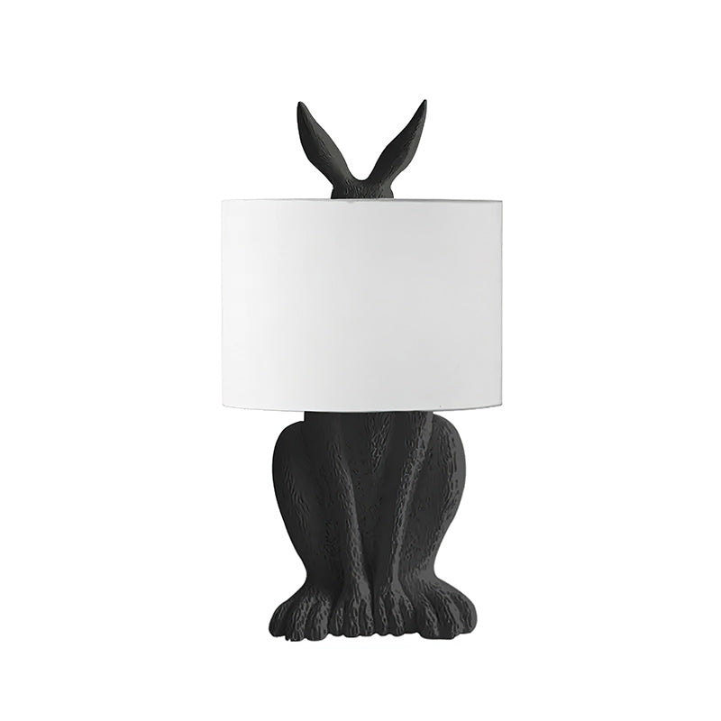 Hazenbeeldje Tafellamp met Stoffen Kap | Modern Design | Kunsthars | Charmante Decoratieve Verlichting | Sansoti