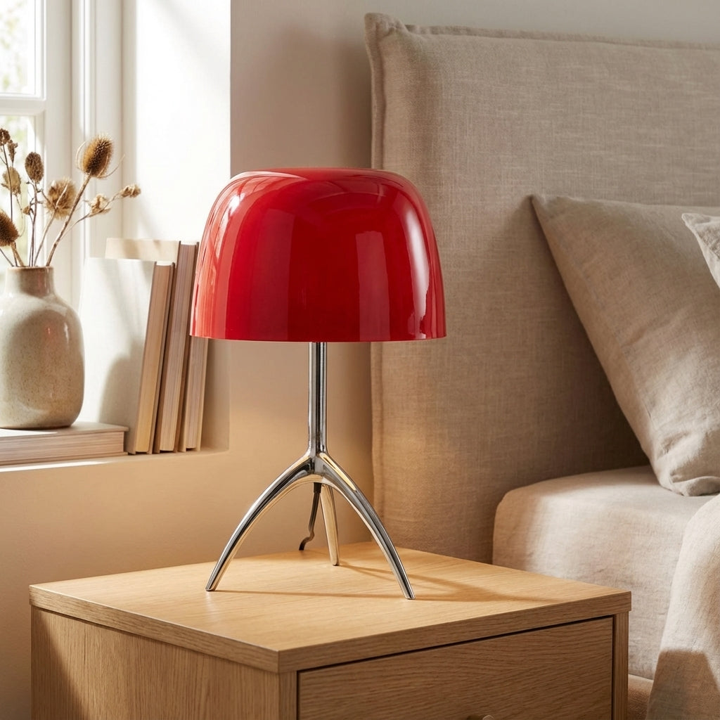 Tafellamp Driepoot Koper Wit Glazen Kap LED Woonkamer Slaapkamer Bureaulamp Modern Sfeerverlichting Nachtkastlamp | Sansoti