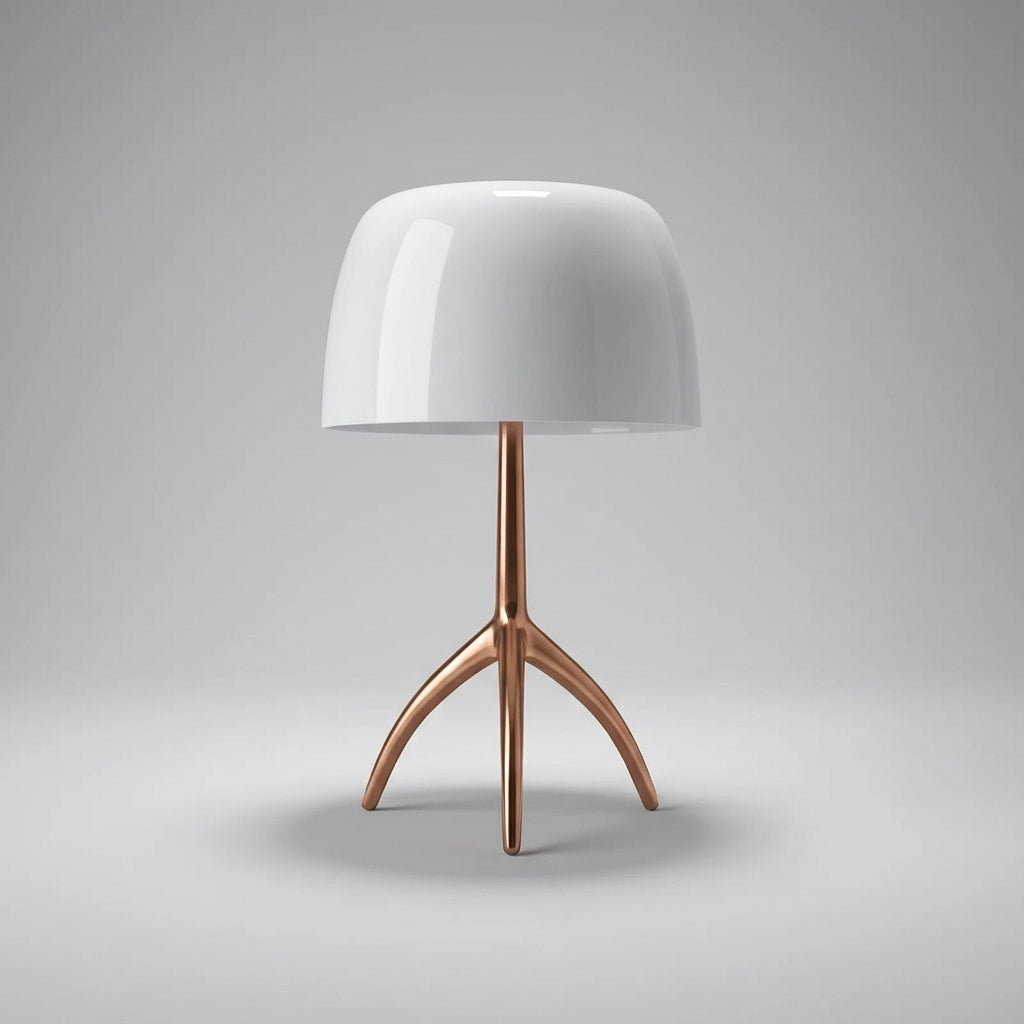 Tafellamp Driepoot Koper Wit Glazen Kap LED Woonkamer Slaapkamer Bureaulamp Modern Sfeerverlichting Nachtkastlamp | Sansoti