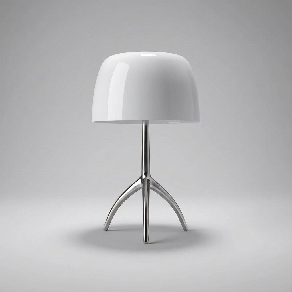 Tafellamp Driepoot Koper Wit Glazen Kap LED Woonkamer Slaapkamer Bureaulamp Modern Sfeerverlichting Nachtkastlamp | Sansoti