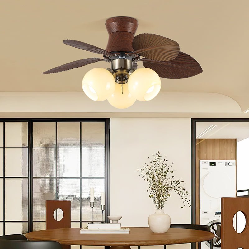 Plafondventilator met Verlichting Eikenfinish ø80cm Dimbaar Afstandsbediening 6 Snelheden Interieur Moderne Ventilator met Verlichtingskap Beige | Sansoti