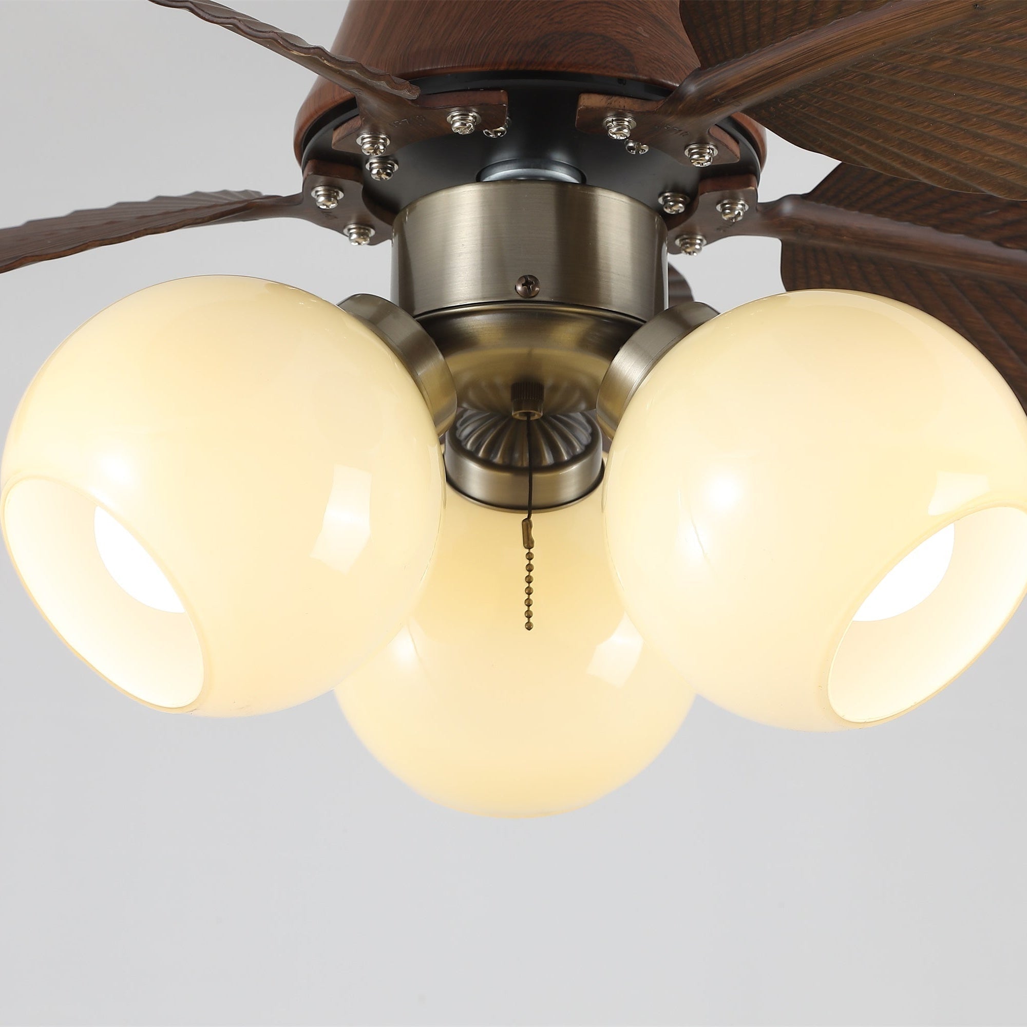 Plafondventilator met Verlichting Eikenfinish ø80cm Dimbaar Afstandsbediening 6 Snelheden Interieur Moderne Ventilator met Verlichtingskap Beige | Sansoti