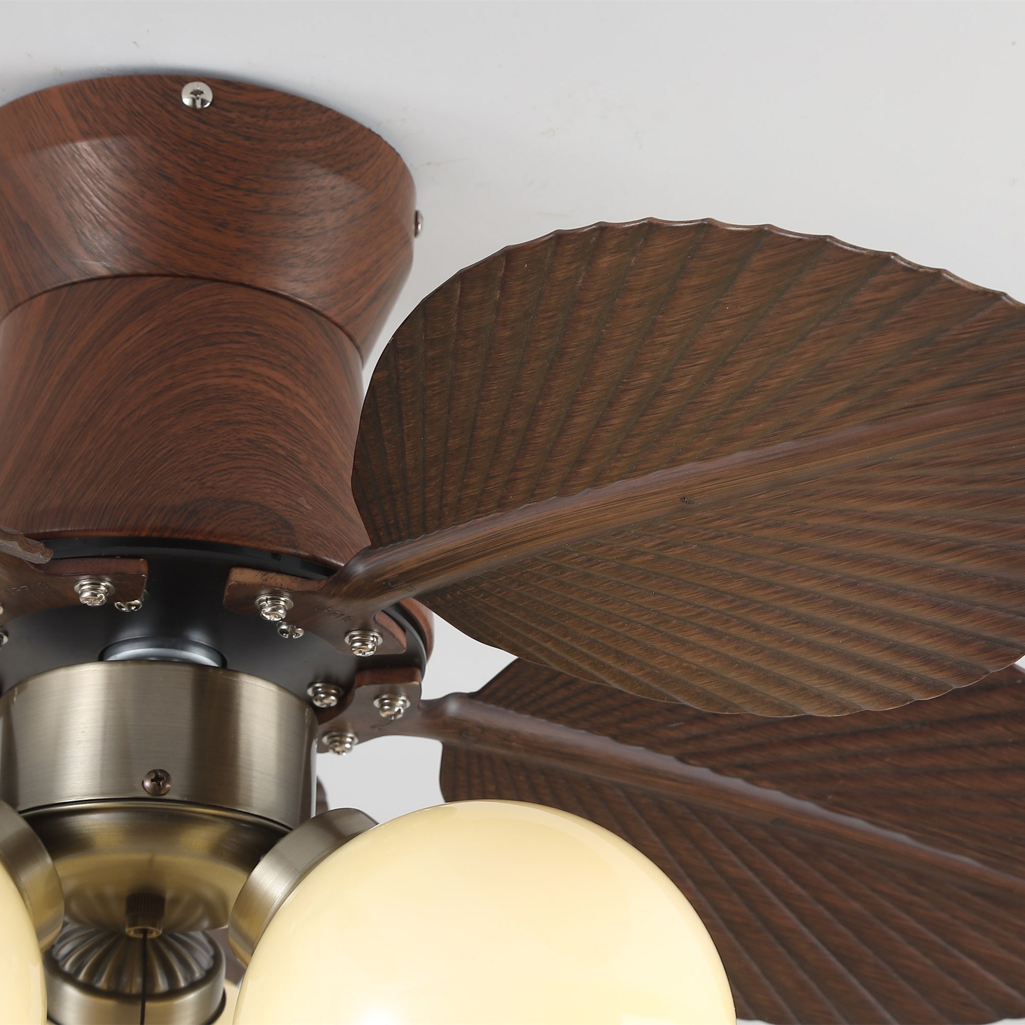 Plafondventilator met Verlichting Eikenfinish ø80cm Dimbaar Afstandsbediening 6 Snelheden Interieur Moderne Ventilator met Verlichtingskap Beige | Sansoti