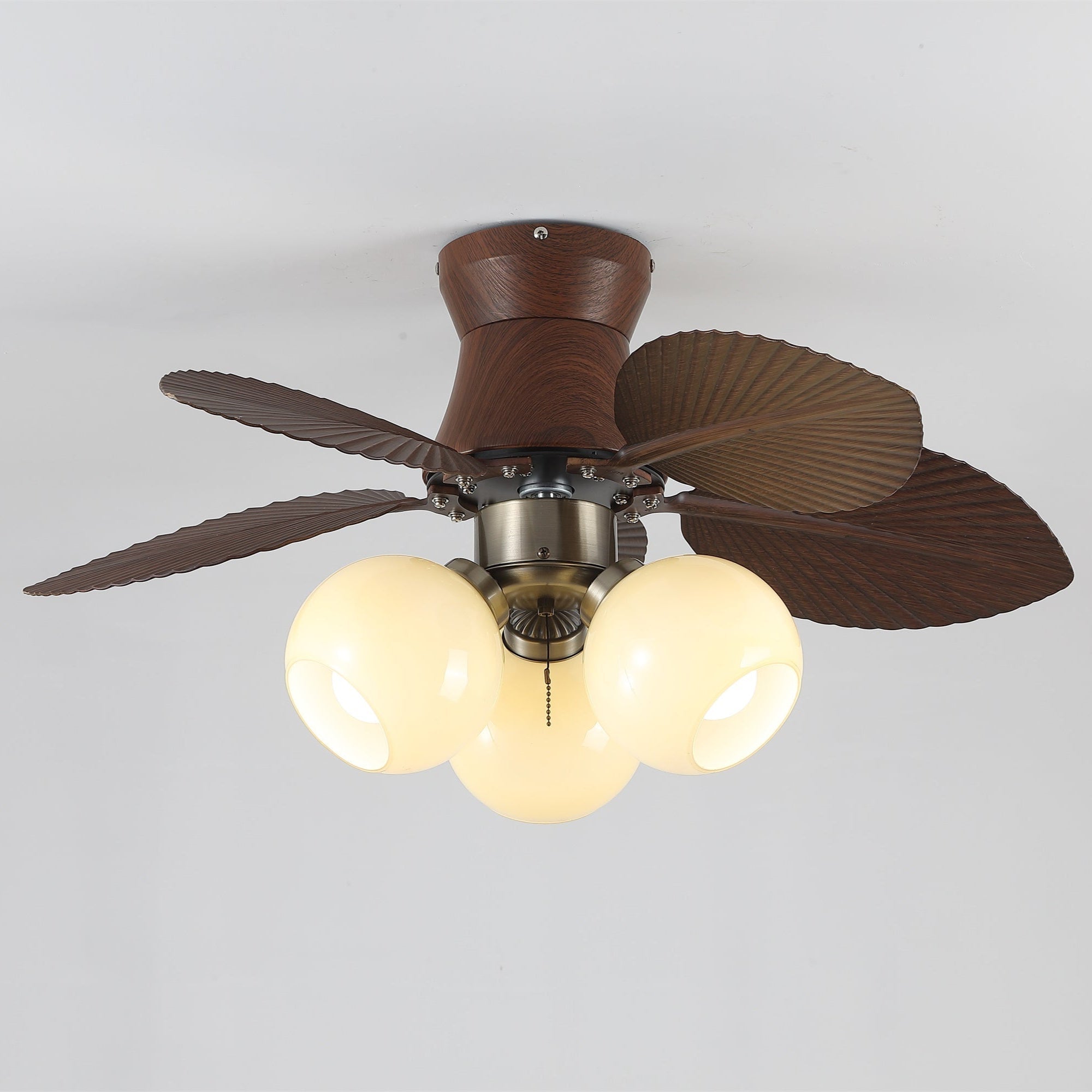 Plafondventilator met Verlichting Eikenfinish ø80cm Dimbaar Afstandsbediening 6 Snelheden Interieur Moderne Ventilator met Verlichtingskap Beige | Sansoti