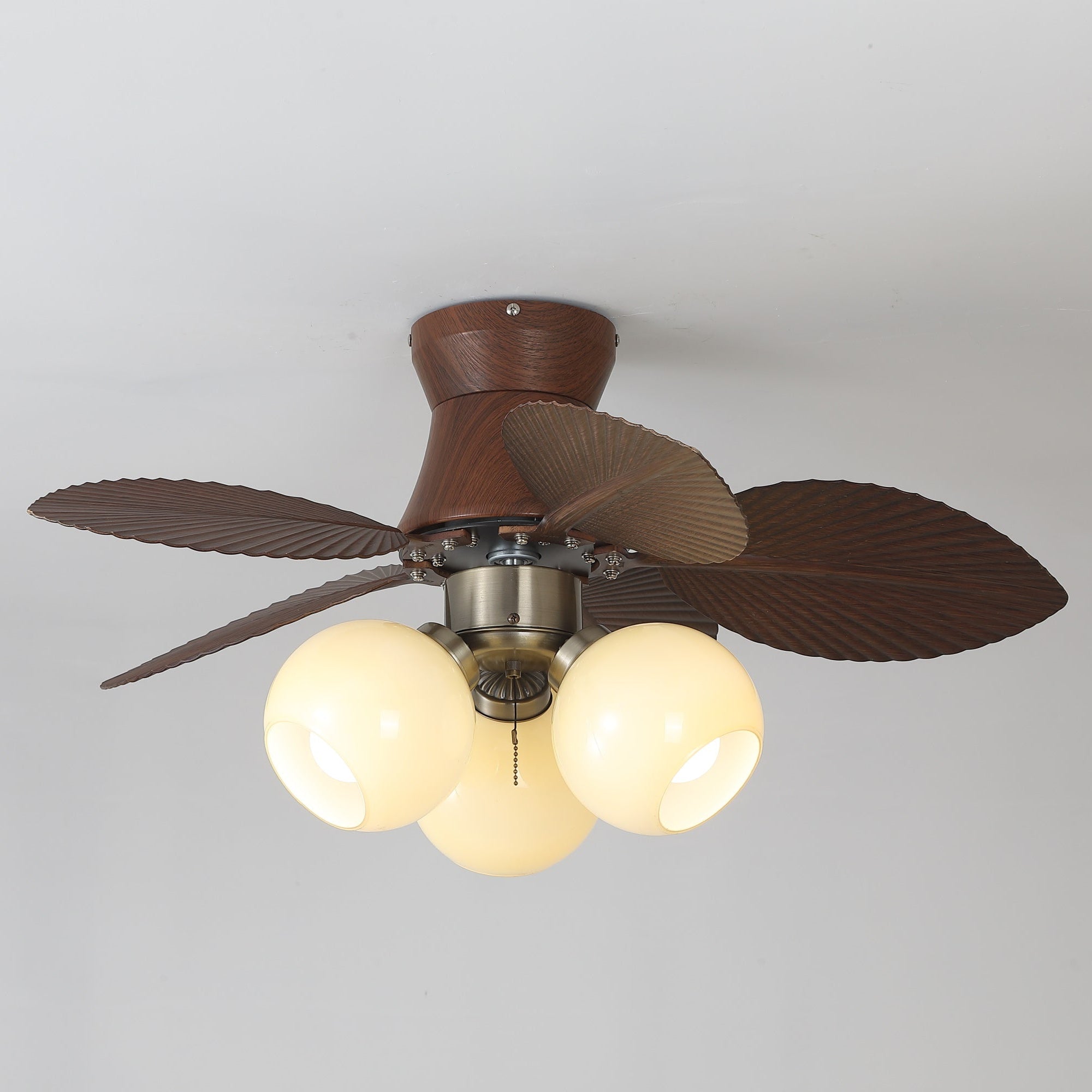 Plafondventilator met Verlichting Eikenfinish ø80cm Dimbaar Afstandsbediening 6 Snelheden Interieur Moderne Ventilator met Verlichtingskap Beige | Sansoti