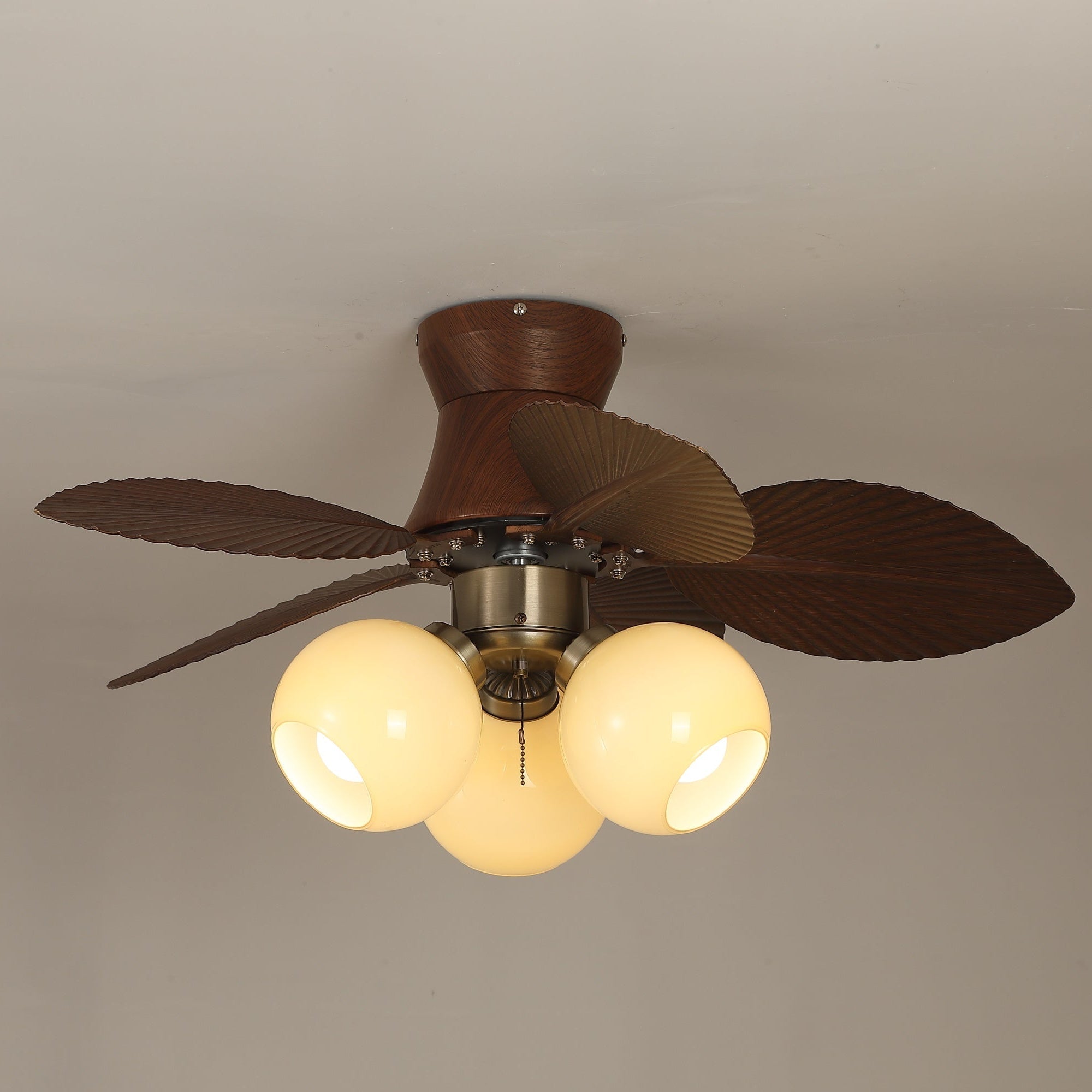 Plafondventilator met Verlichting Eikenfinish ø80cm Dimbaar Afstandsbediening 6 Snelheden Interieur Moderne Ventilator met Verlichtingskap Beige | Sansoti