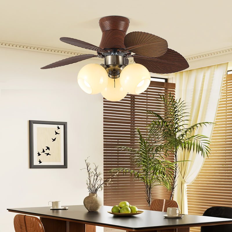 Plafondventilator met Verlichting Eikenfinish ø80cm Dimbaar Afstandsbediening 6 Snelheden Interieur Moderne Ventilator met Verlichtingskap Beige | Sansoti