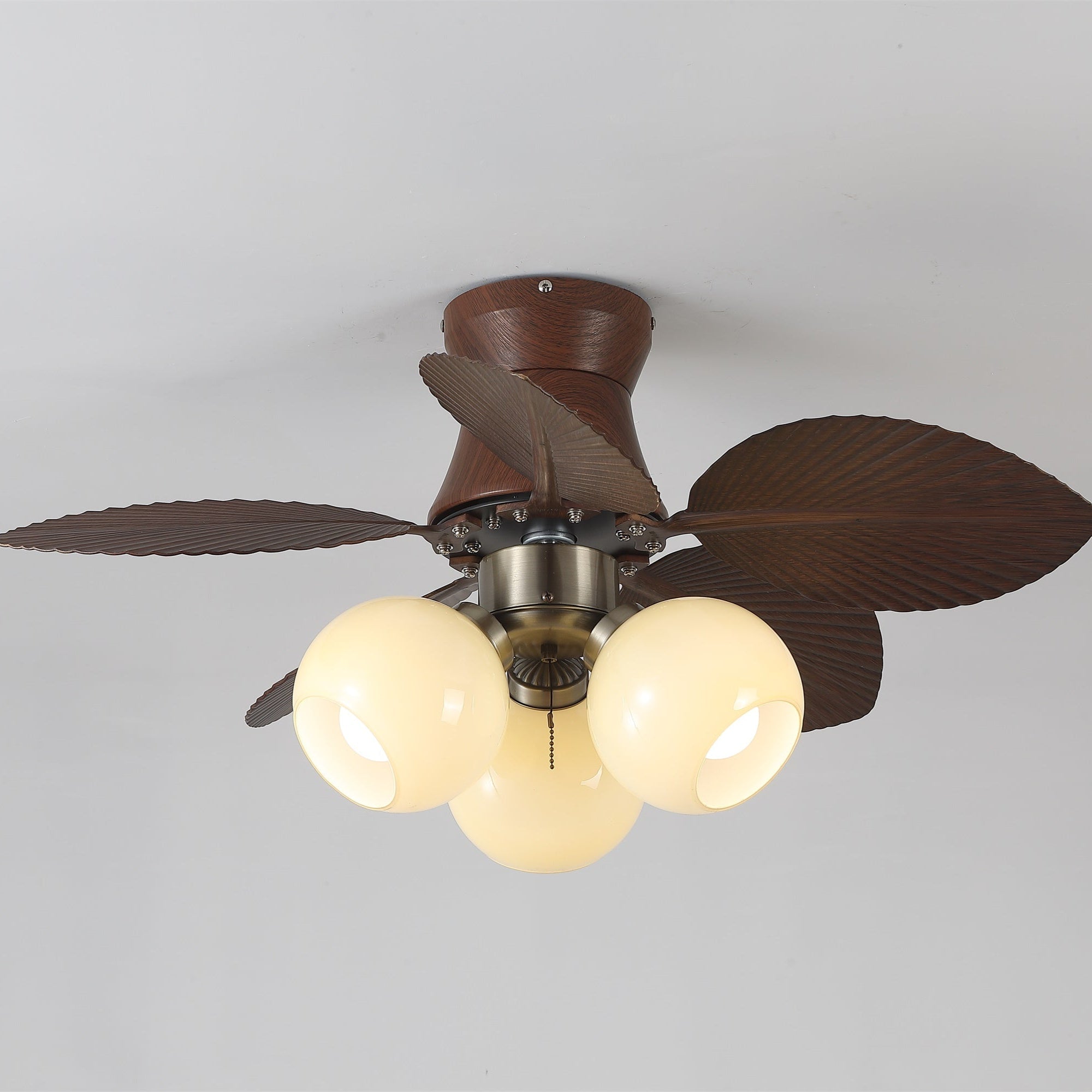 Plafondventilator met Verlichting Eikenfinish ø80cm Dimbaar Afstandsbediening 6 Snelheden Interieur Moderne Ventilator met Verlichtingskap Beige | Sansoti