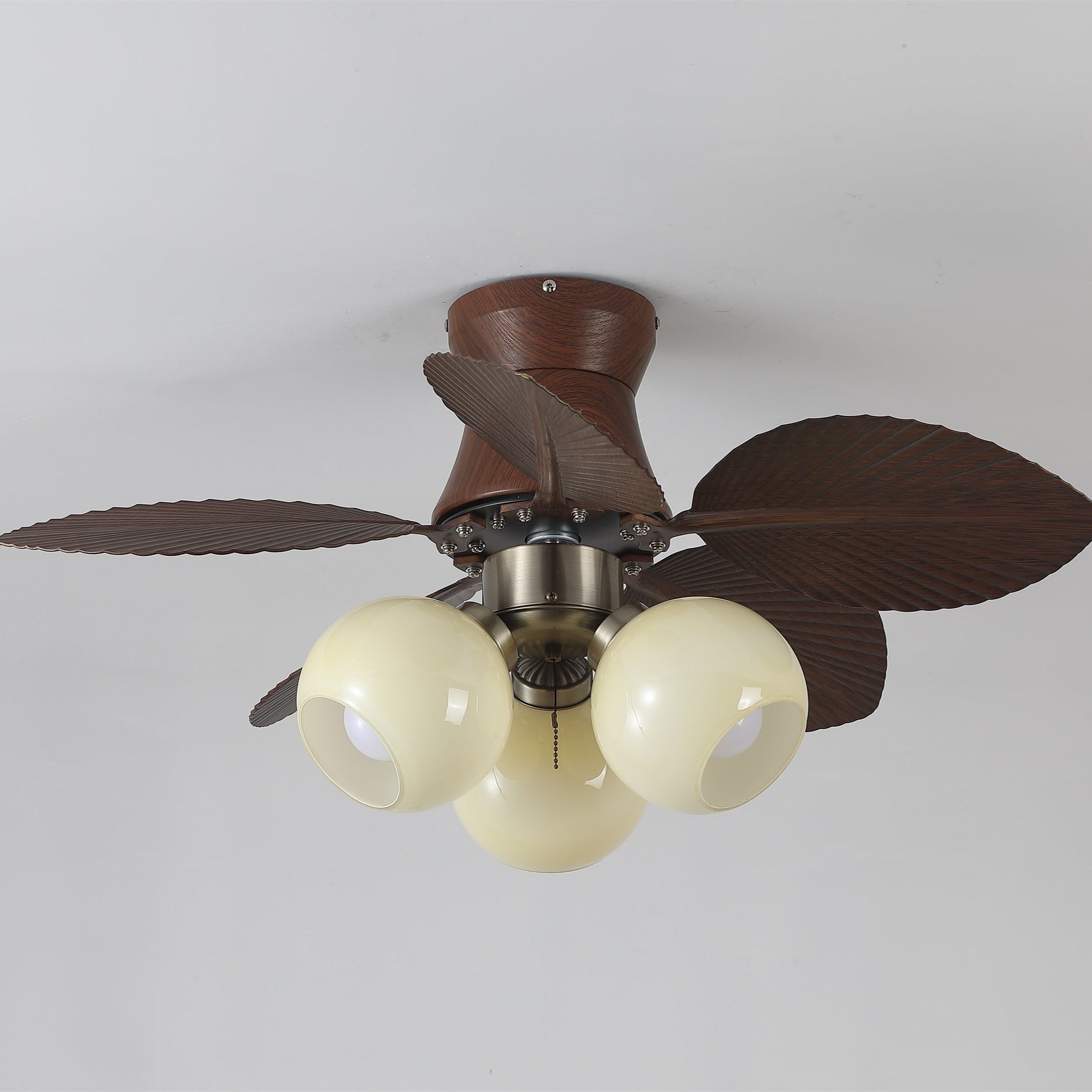 Plafondventilator met Verlichting Eikenfinish ø80cm Dimbaar Afstandsbediening 6 Snelheden Interieur Moderne Ventilator met Verlichtingskap Beige | Sansoti
