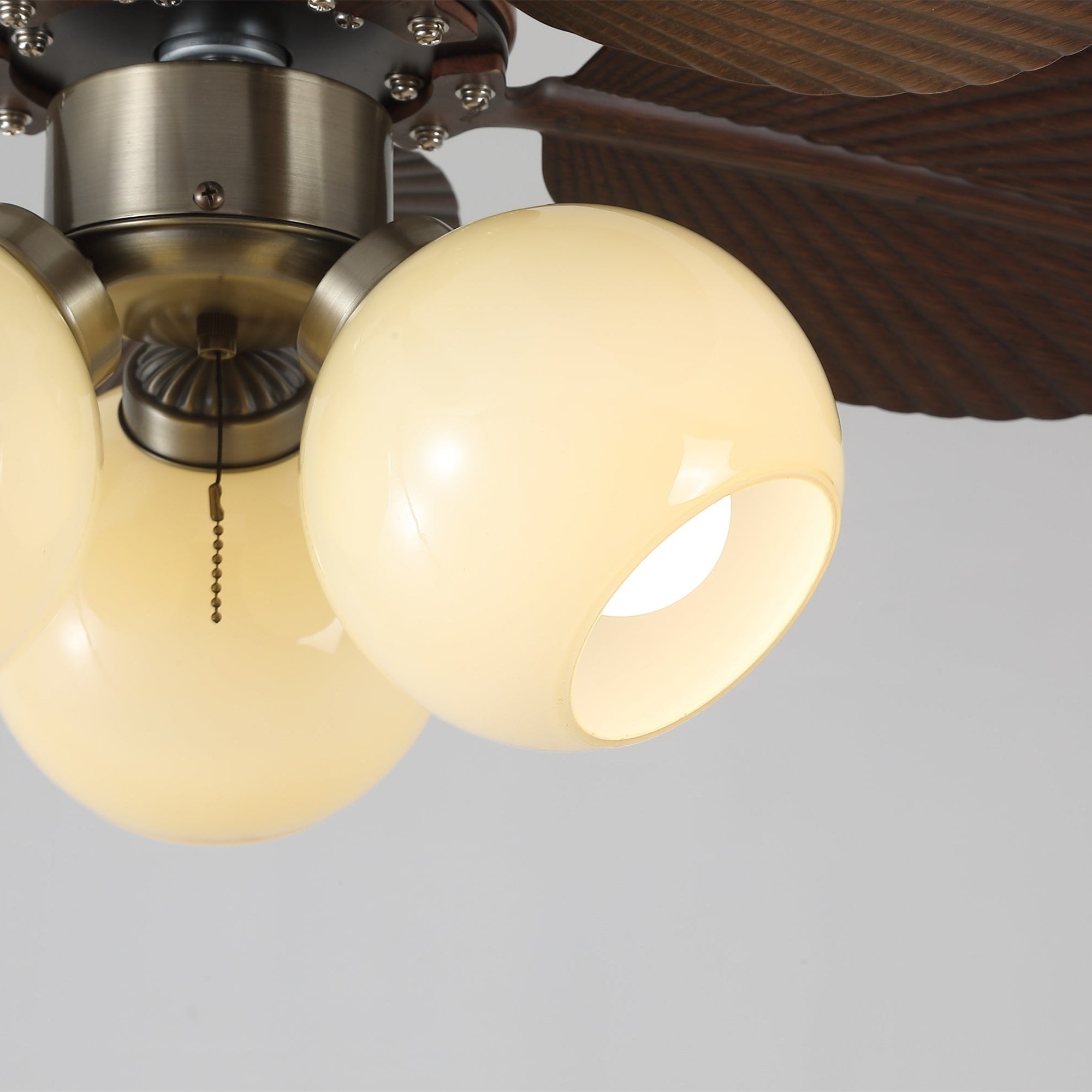 Plafondventilator met Verlichting Eikenfinish ø80cm Dimbaar Afstandsbediening 6 Snelheden Interieur Moderne Ventilator met Verlichtingskap Beige | Sansoti