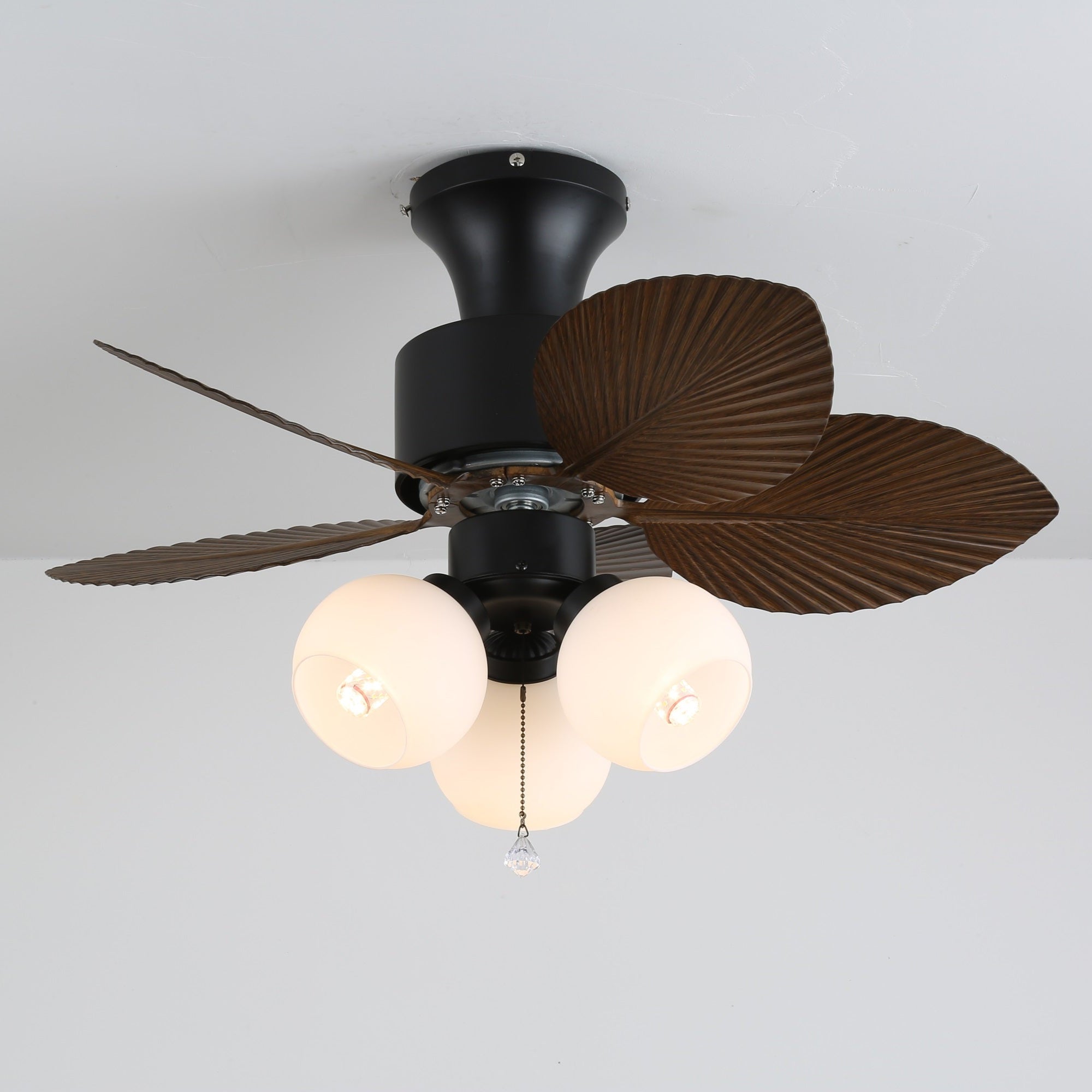 Plafondventilator met Verlichting Vintage Houtlook – Afmetingen Ø80×30 cm Scandinavisch Design voor Woonkamer Slaapkamer Natuurlijk Interieur | Sansoti