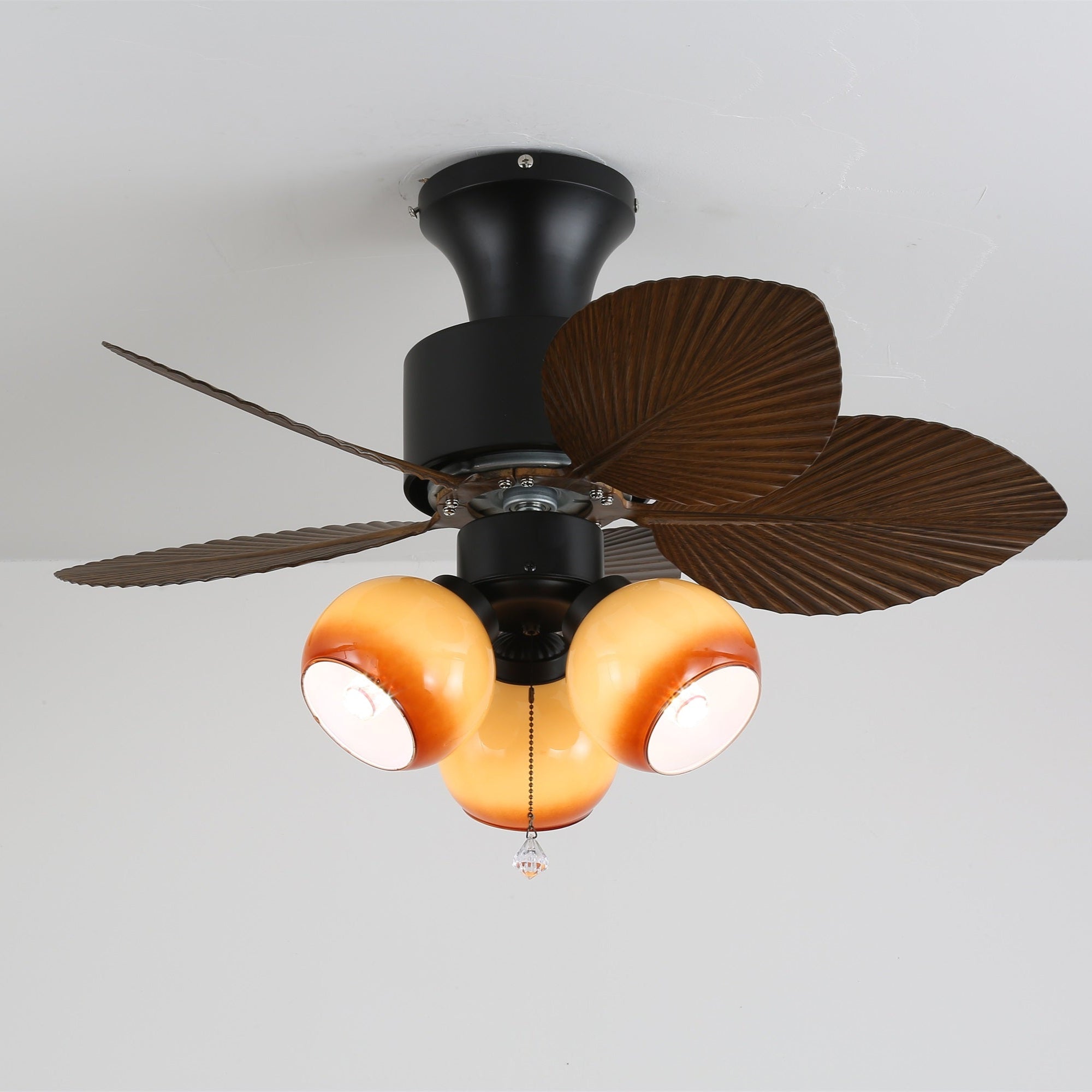 Plafondventilator met Verlichting Vintage Houtlook – Afmetingen Ø80×30 cm Scandinavisch Design voor Woonkamer Slaapkamer Natuurlijk Interieur | Sansoti