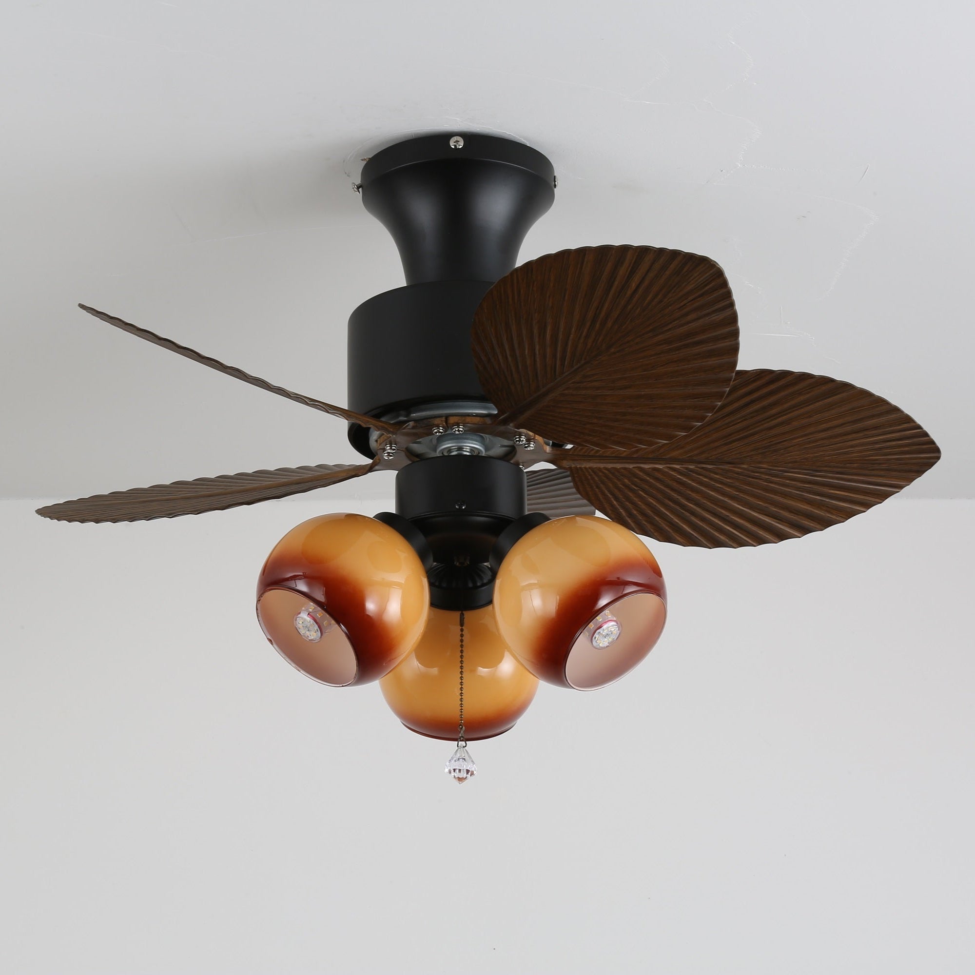 Plafondventilator met Verlichting Vintage Houtlook – Afmetingen Ø80×30 cm Scandinavisch Design voor Woonkamer Slaapkamer Natuurlijk Interieur | Sansoti