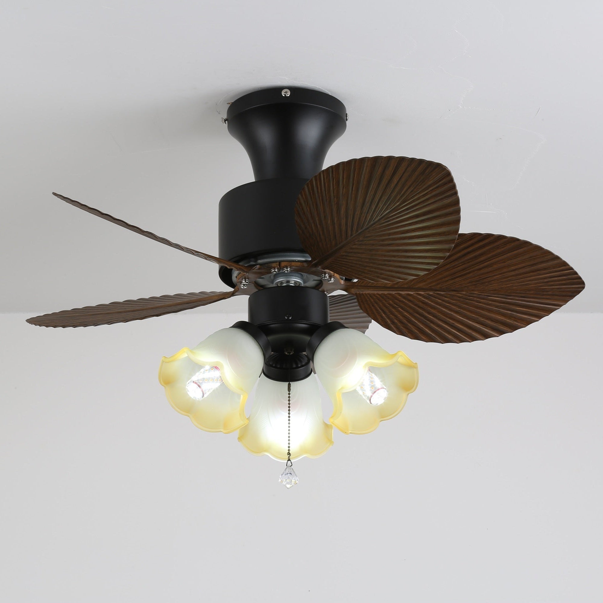 Plafondventilator met Verlichting Vintage Houtlook – Afmetingen Ø80×30 cm Scandinavisch Design voor Woonkamer Slaapkamer Natuurlijk Interieur | Sansoti