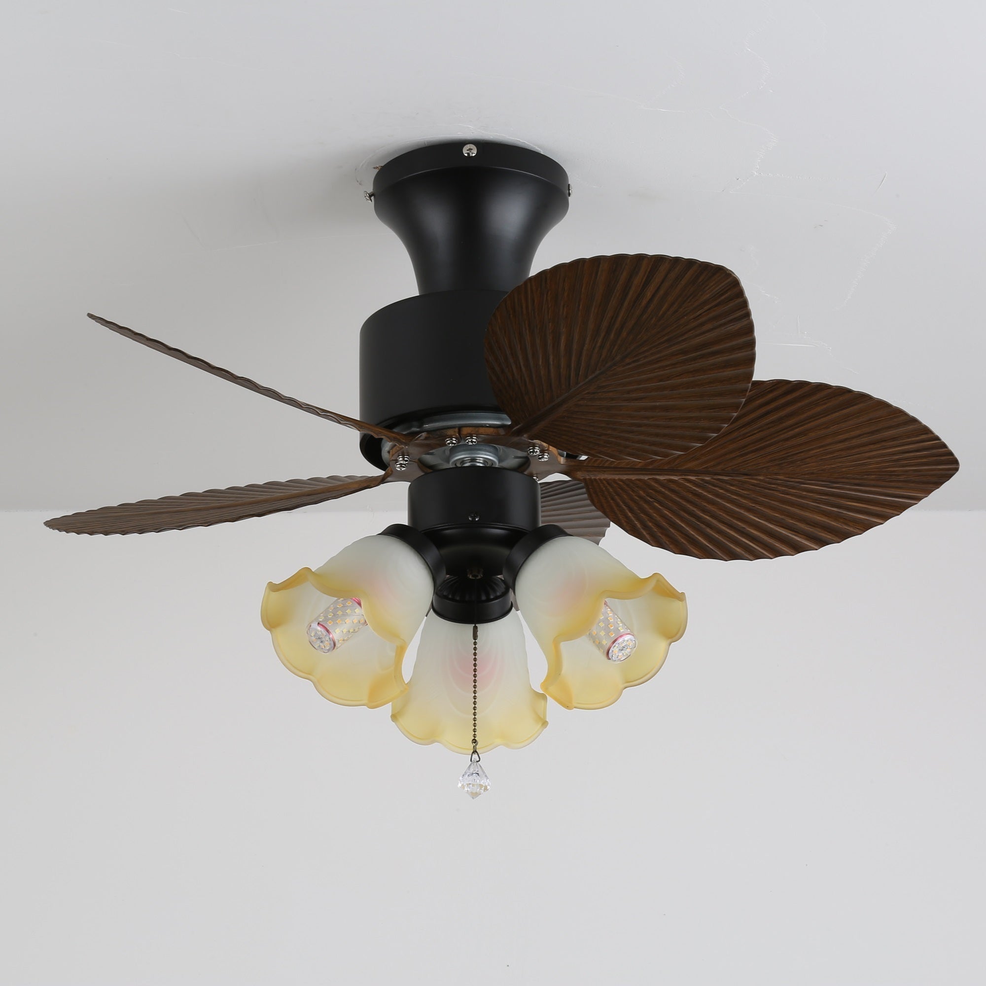 Plafondventilator met Verlichting Vintage Houtlook – Afmetingen Ø80×30 cm Scandinavisch Design voor Woonkamer Slaapkamer Natuurlijk Interieur | Sansoti