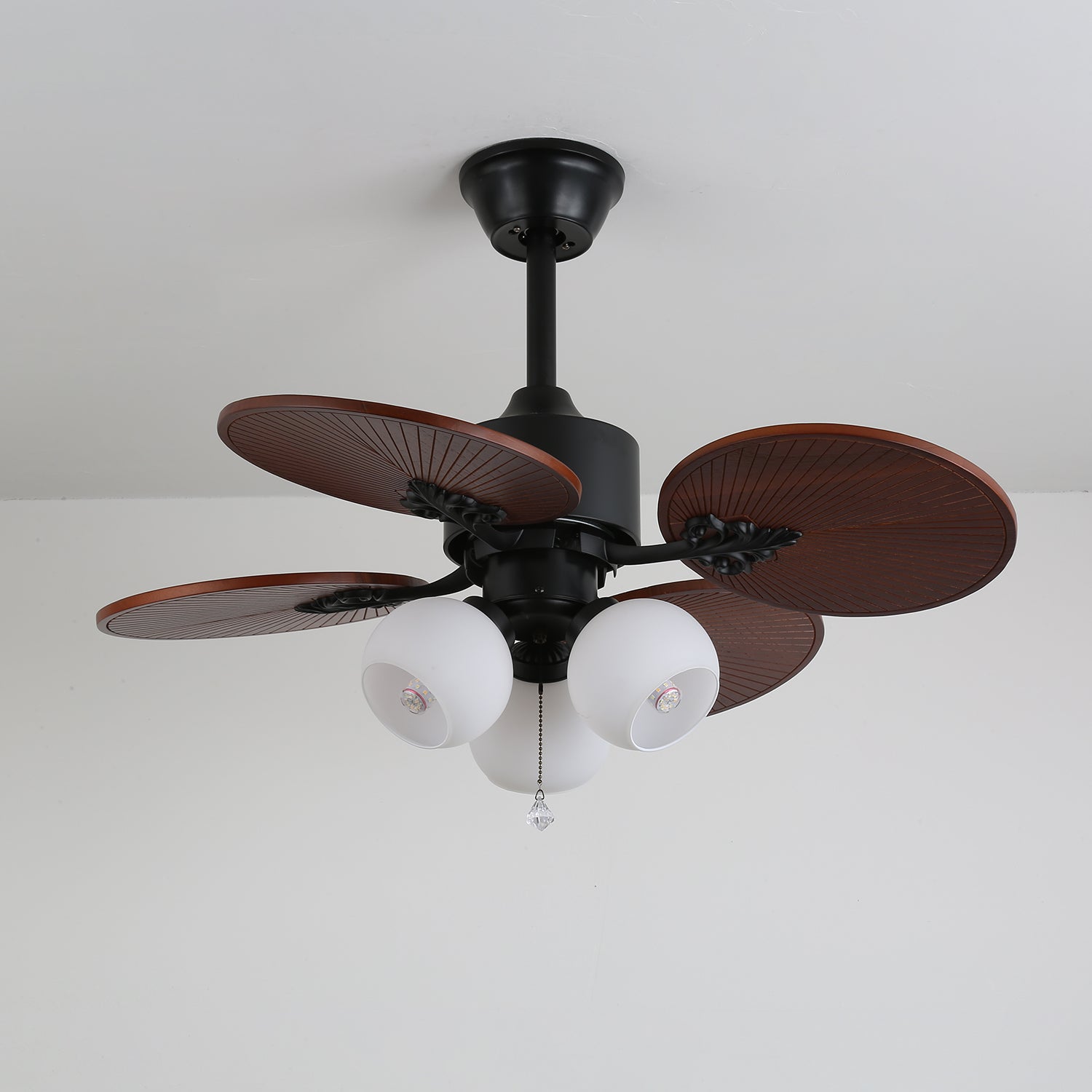 Tropische Plafondventilator met Glazen Lampenkap - Stille Kamerventilator 6-snelheden Afstandsbediening | Sansoti
