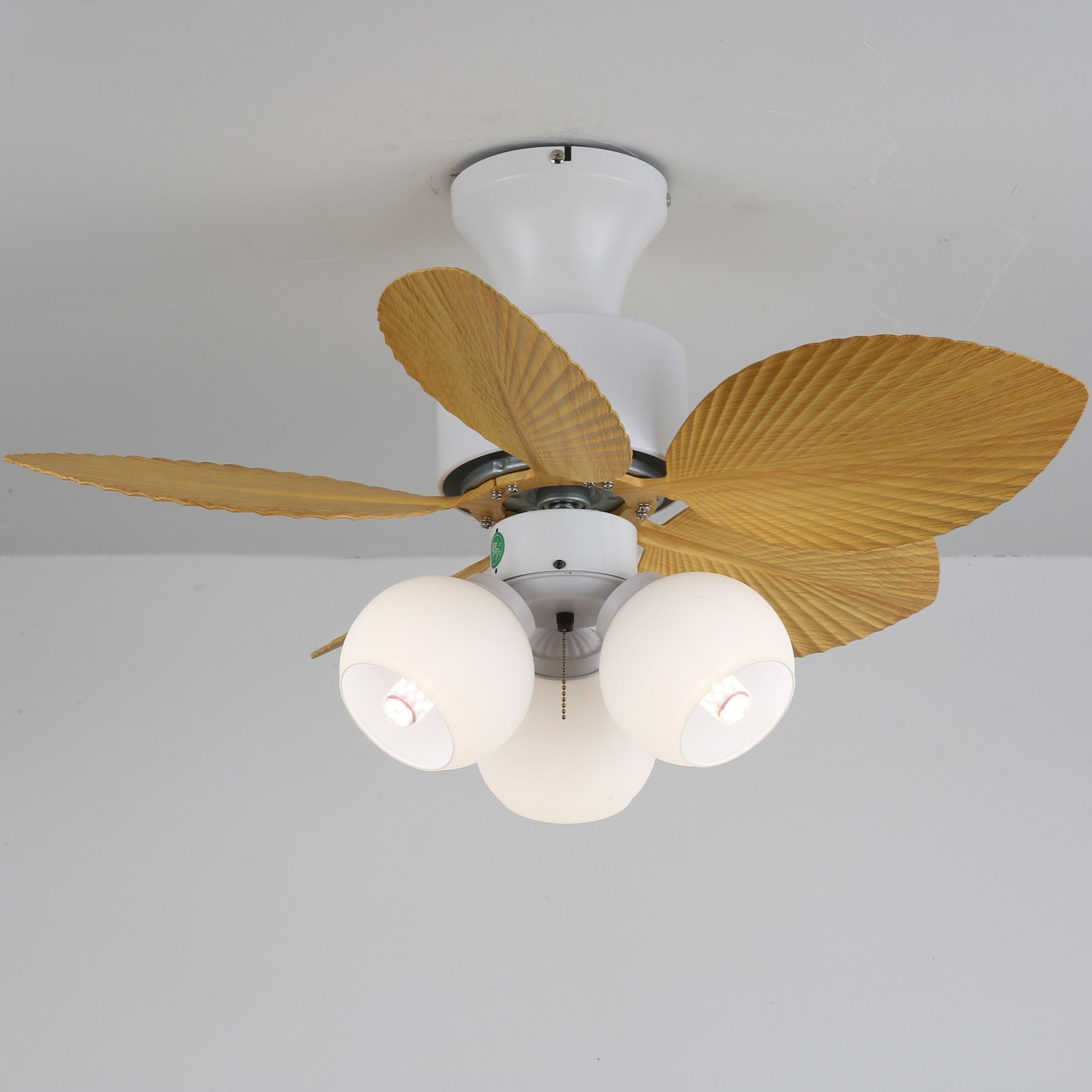 Plafondventilator met Verlichting Vintage Houtlook – Afmetingen Ø80×30 cm Scandinavisch Design voor Woonkamer Slaapkamer Natuurlijk Interieur | Sansoti