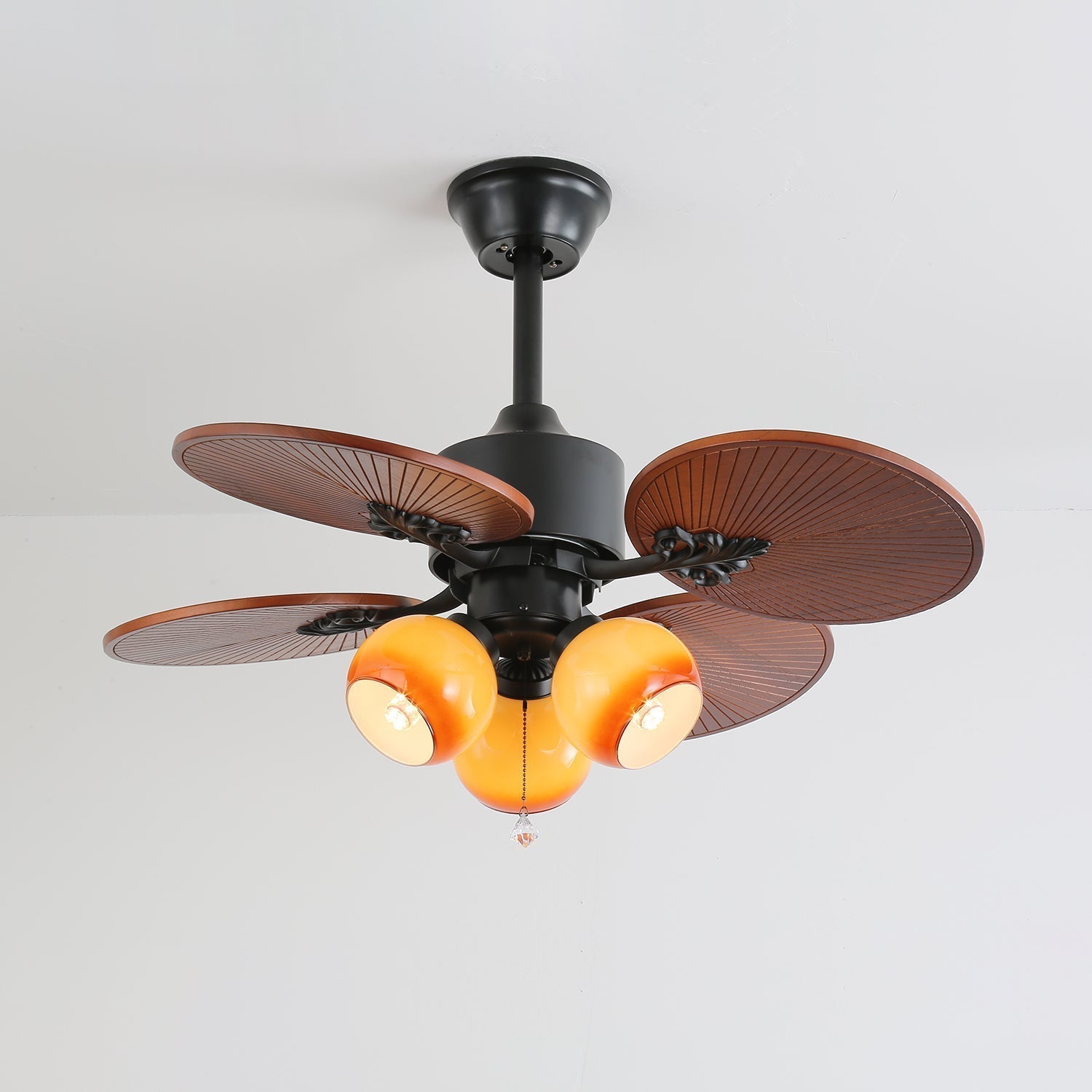 Tropische Plafondventilator met Glazen Lampenkap - Stille Kamerventilator 6-snelheden Afstandsbediening | Sansoti
